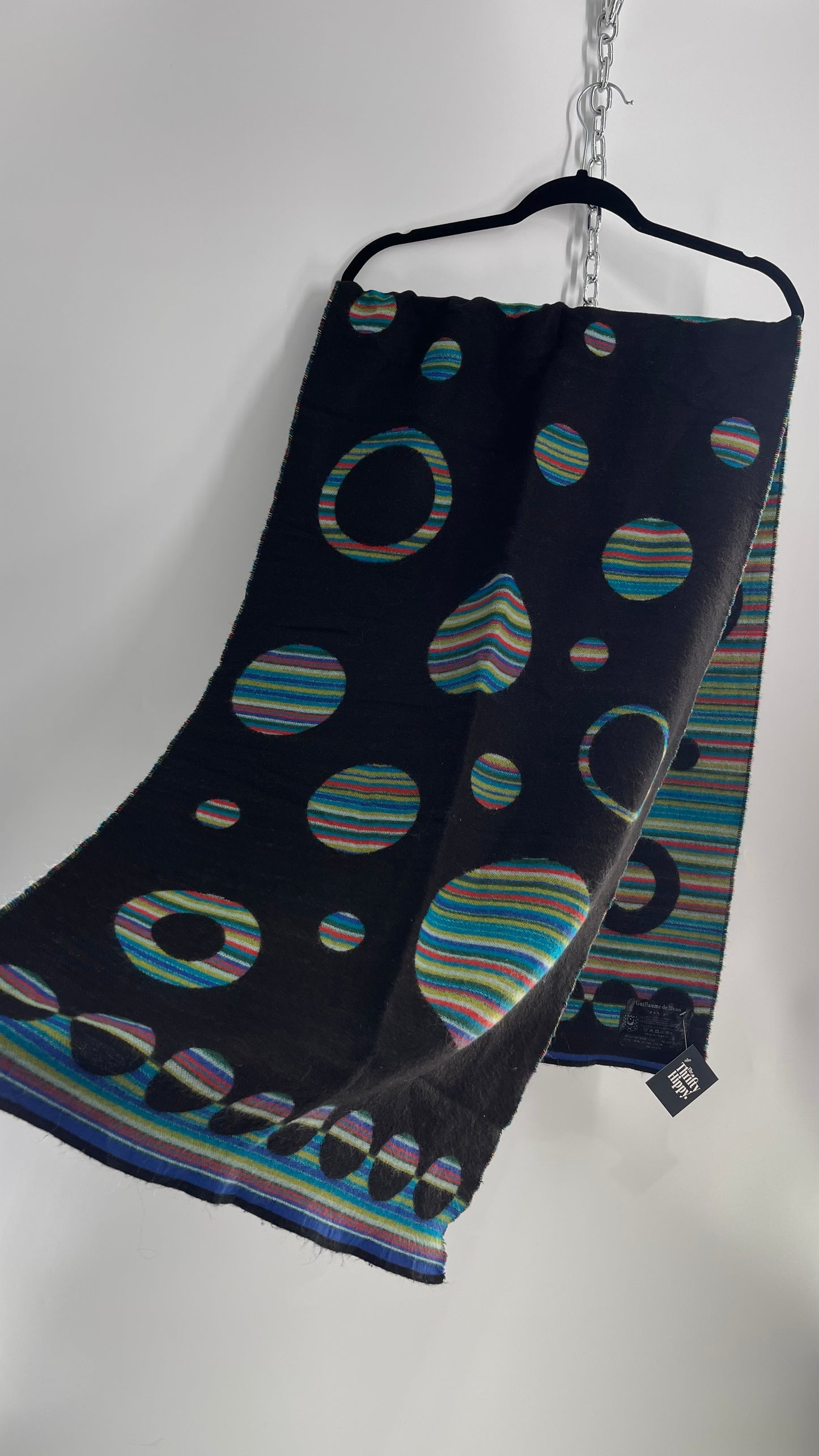 Guillaume de Mons Striped Contrast Abstract Scarf