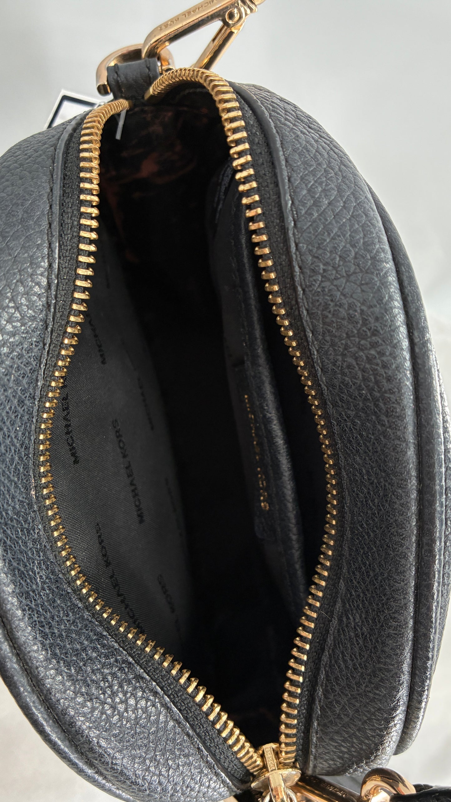 Michael Kors Black Round Crossbody Purse and Matching Wallet