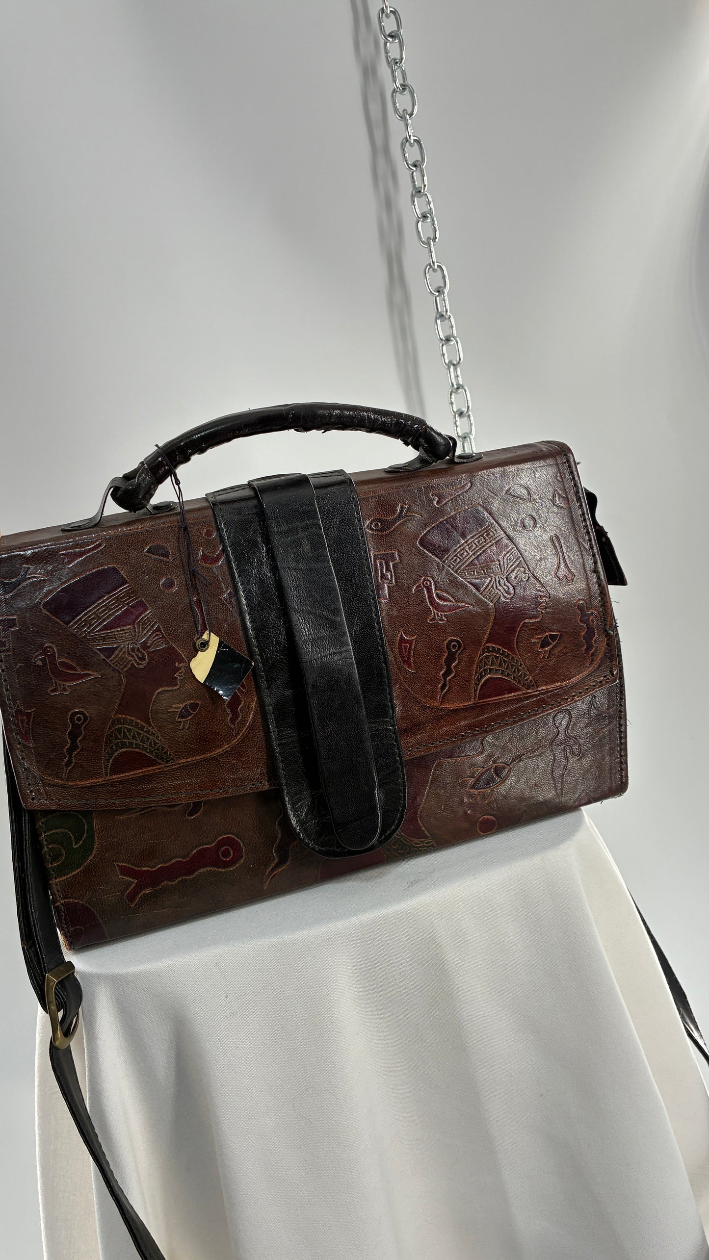 Deadstock Vintage African Leather Engraved Cross Body