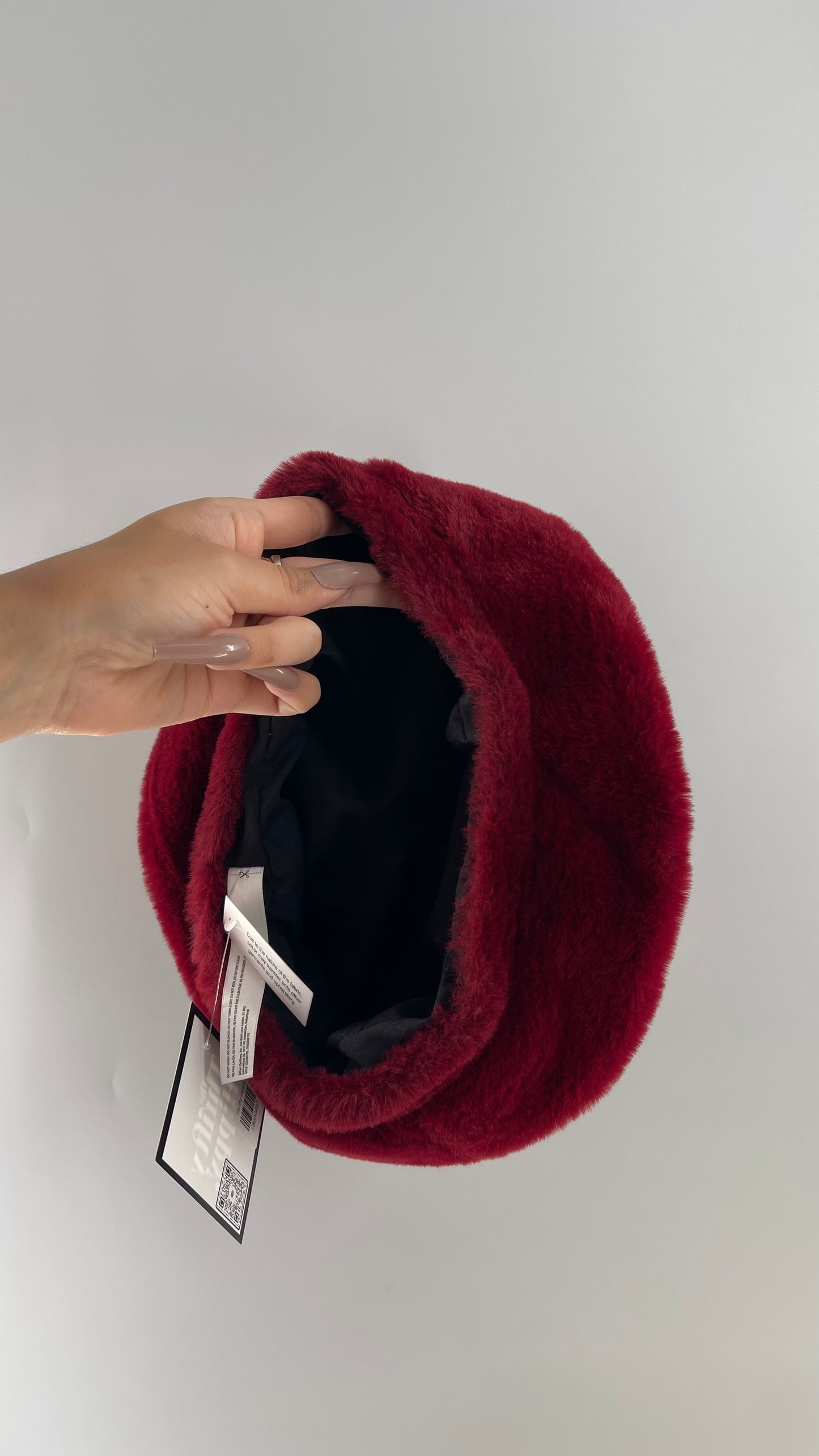 Cherry Red Fuzzy Beret