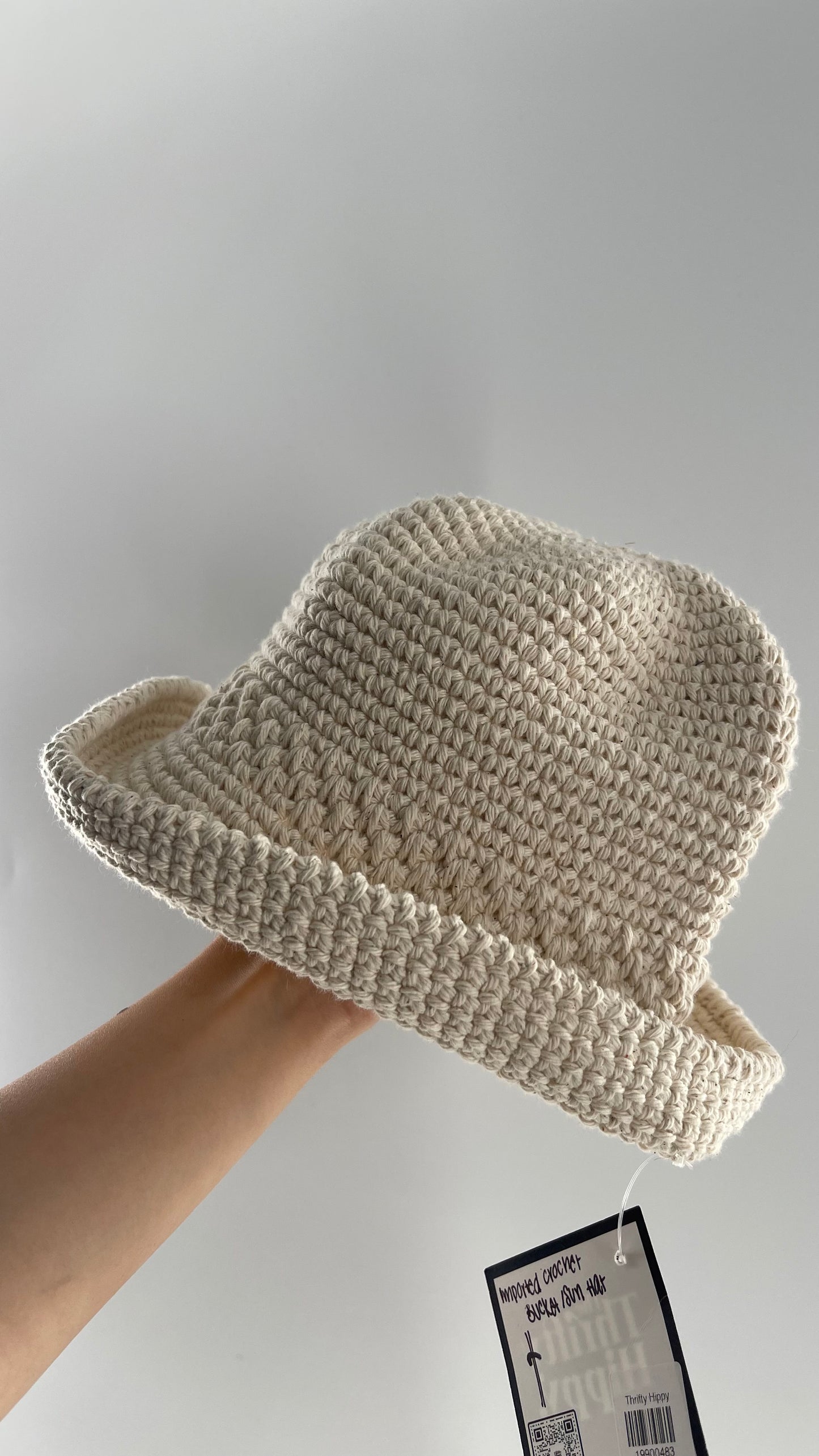 Handmade Crochet Beige Bucket Imported from Brazil