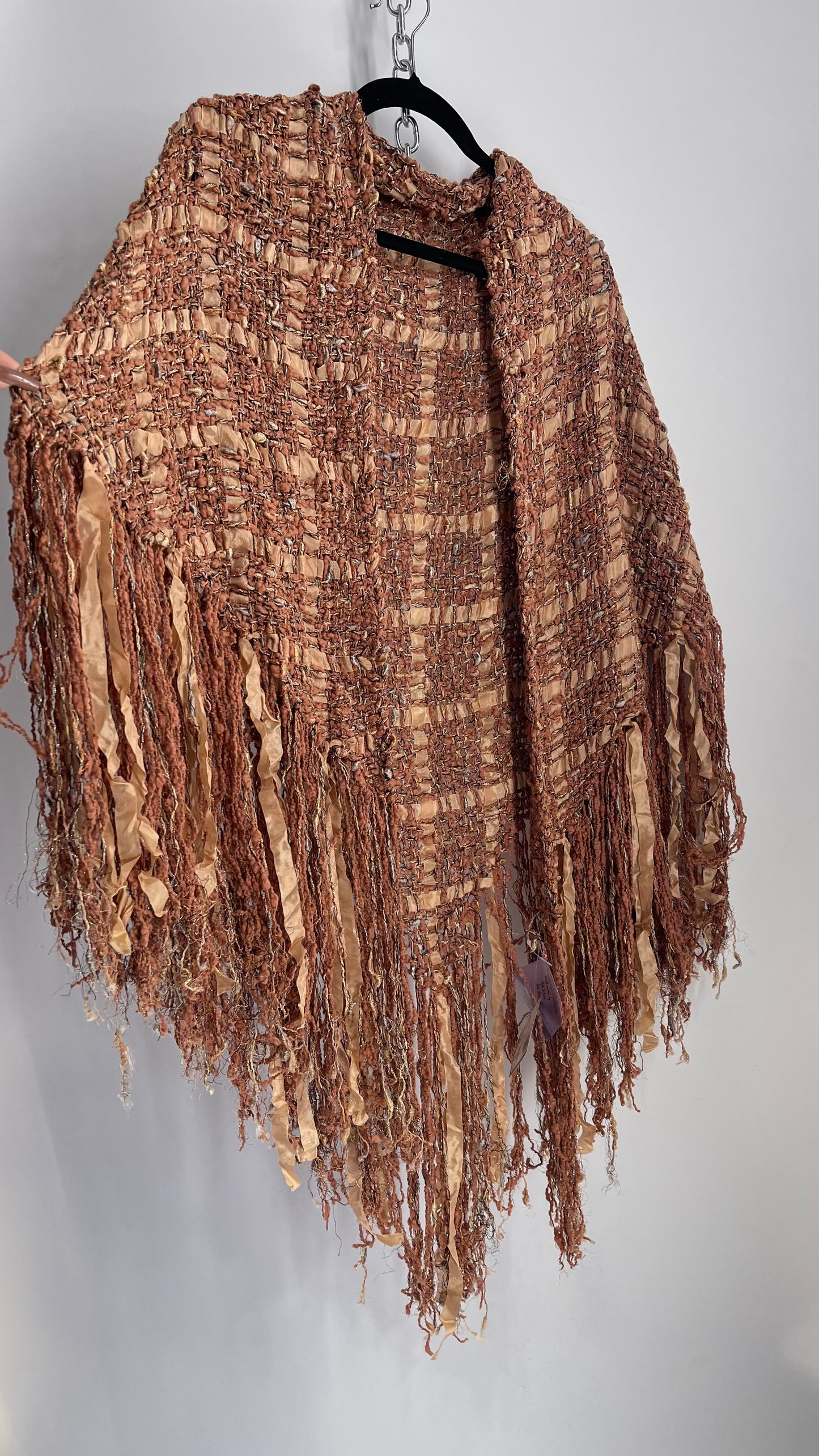 Vintage Fringed Scarf/Cape Benefits Hand Woven by Bob Gibson and Jon Fivecoat (One Size)