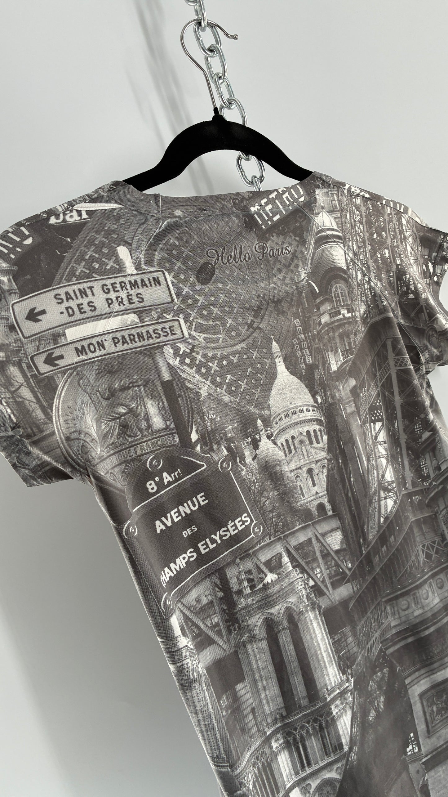 Vintage HELLO PARIS Screen Print T Shirt (S/M)