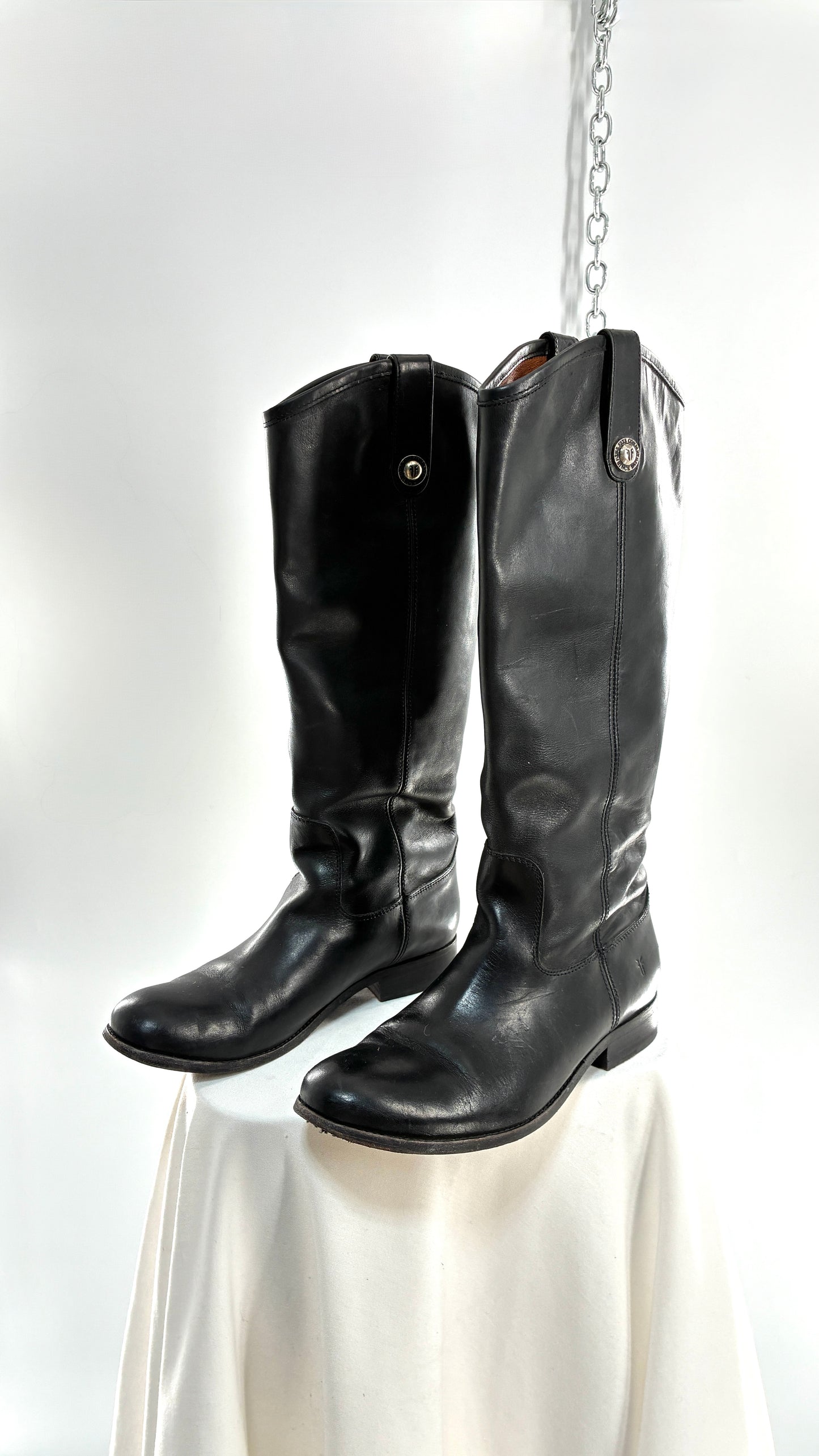 Vintage FRYE Melissa Tall Black Genuine Leather Boots Made in Mexico (8)