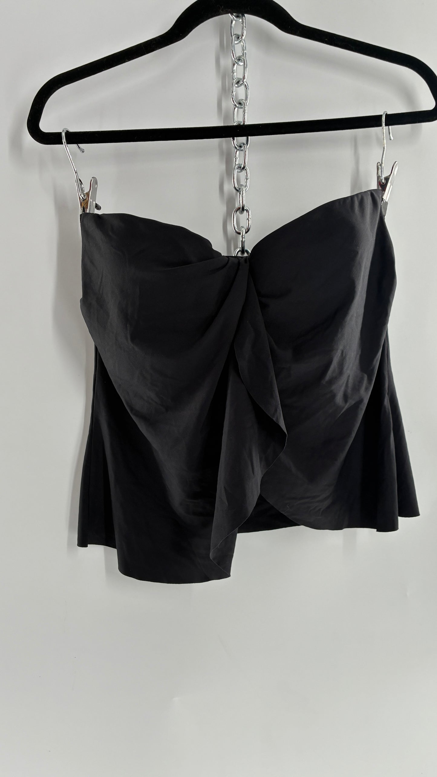 Vintage VINCE CAMUTO Black Strapless Draped Tube Top with Built in Bra (Medium)