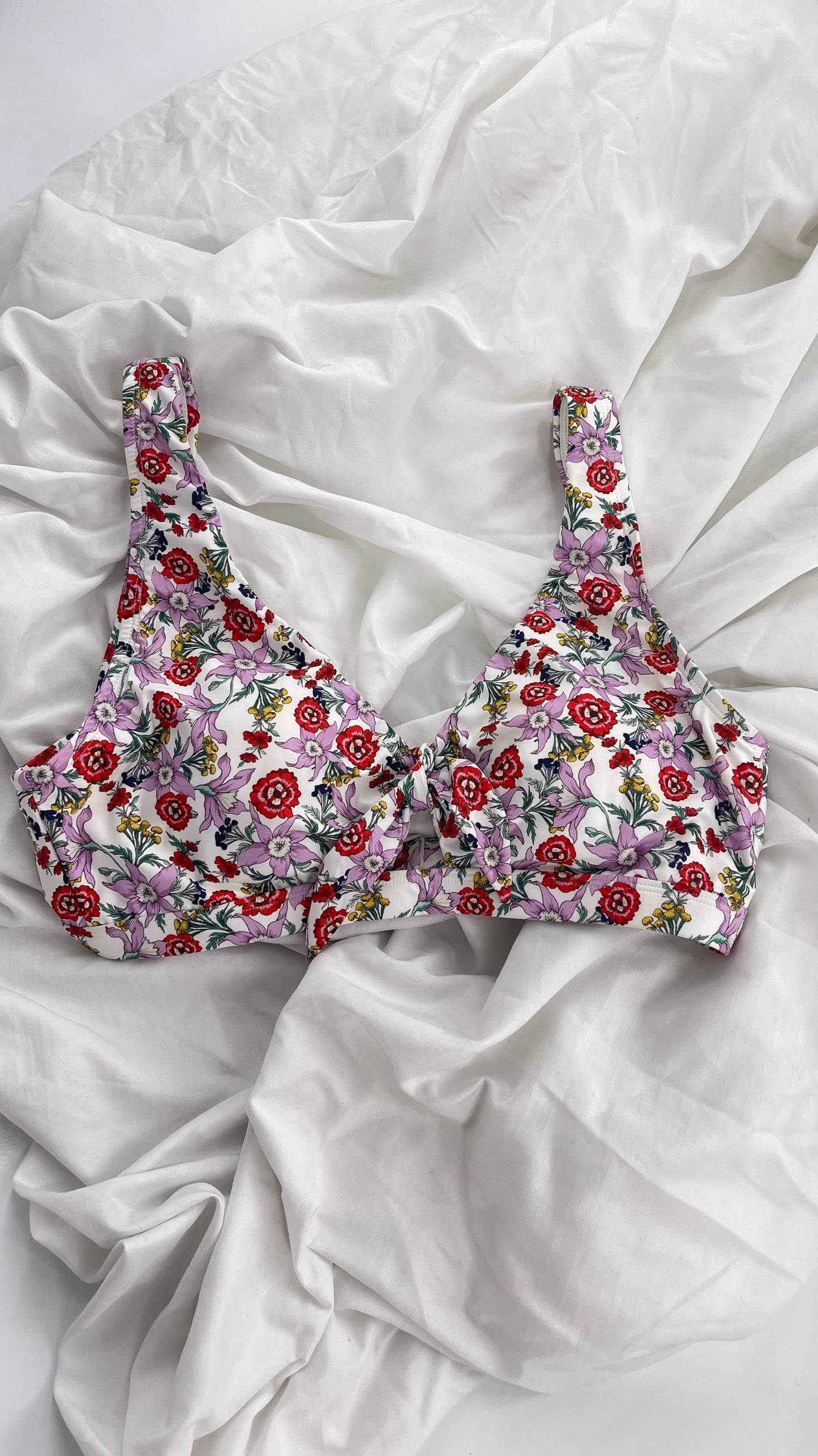 Anthropologie Floral Tie Bust Swim Top (XL)