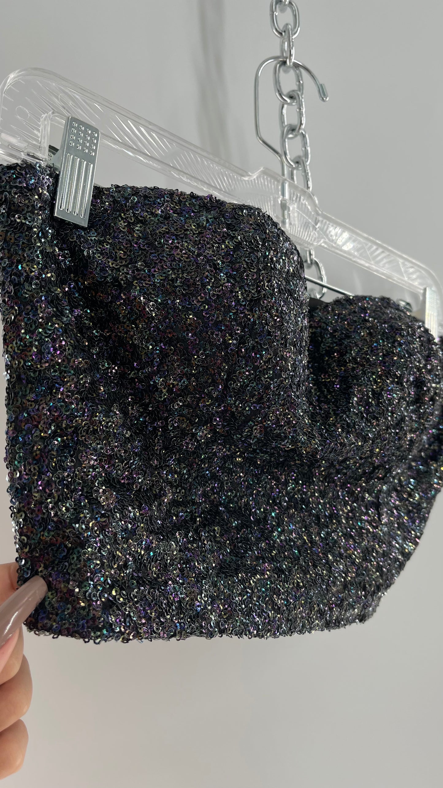 Vintage Oil Slick Navy Purple Sequin Bustier (Small)