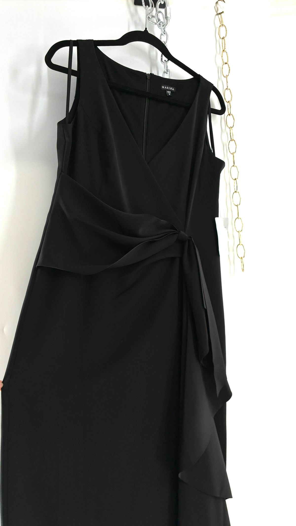 Deadstock Vintage MARINA Black Gown with Draping and Tags Attached (10)