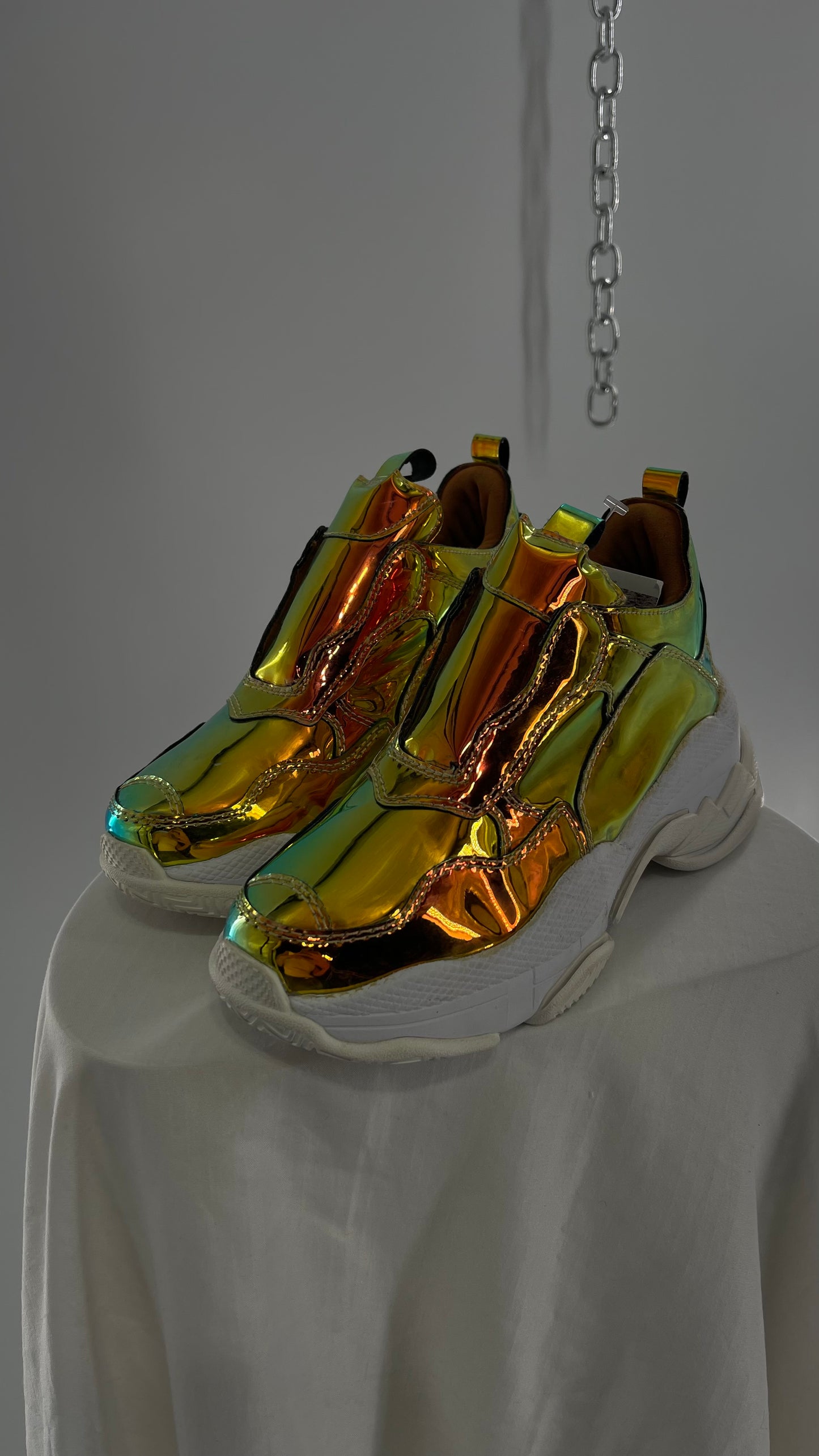 Jeffrey Campbell X Free People Gold Reflective Iridescent Concert Festival Sneakers (6.5)