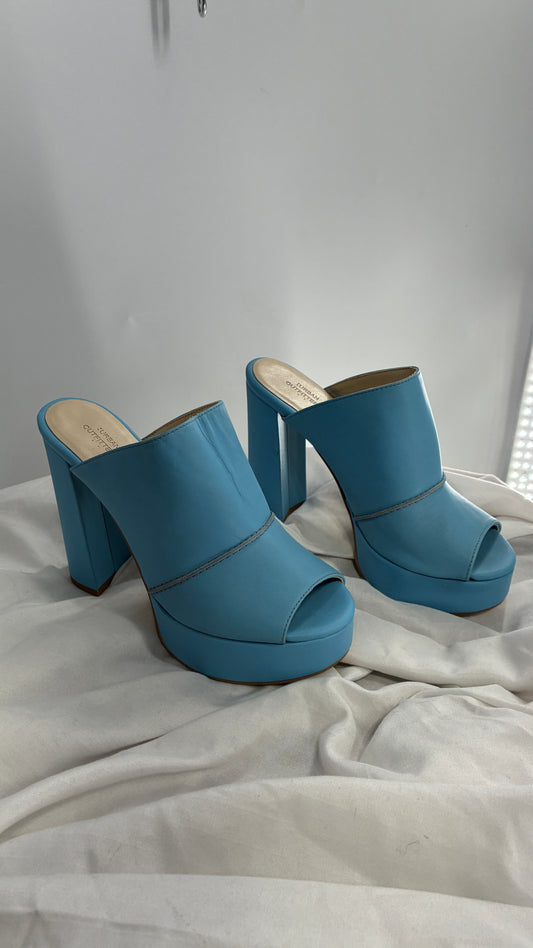 Urban Outfitters Baby Blue Mule 70s Style Platform Heels (7)