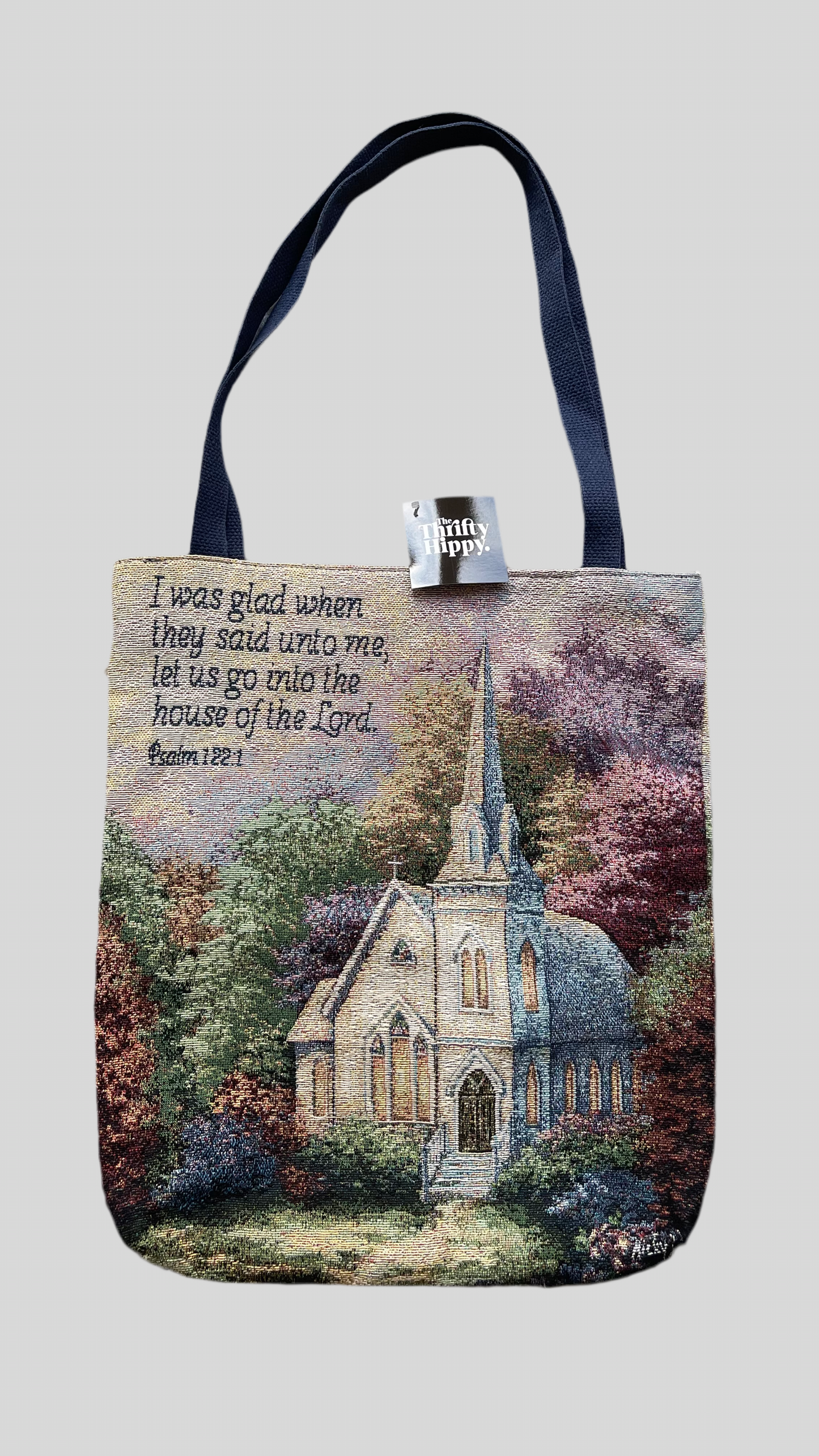 Vintage Dual Side Psalm Bible Verse Tapestry Tote Bag