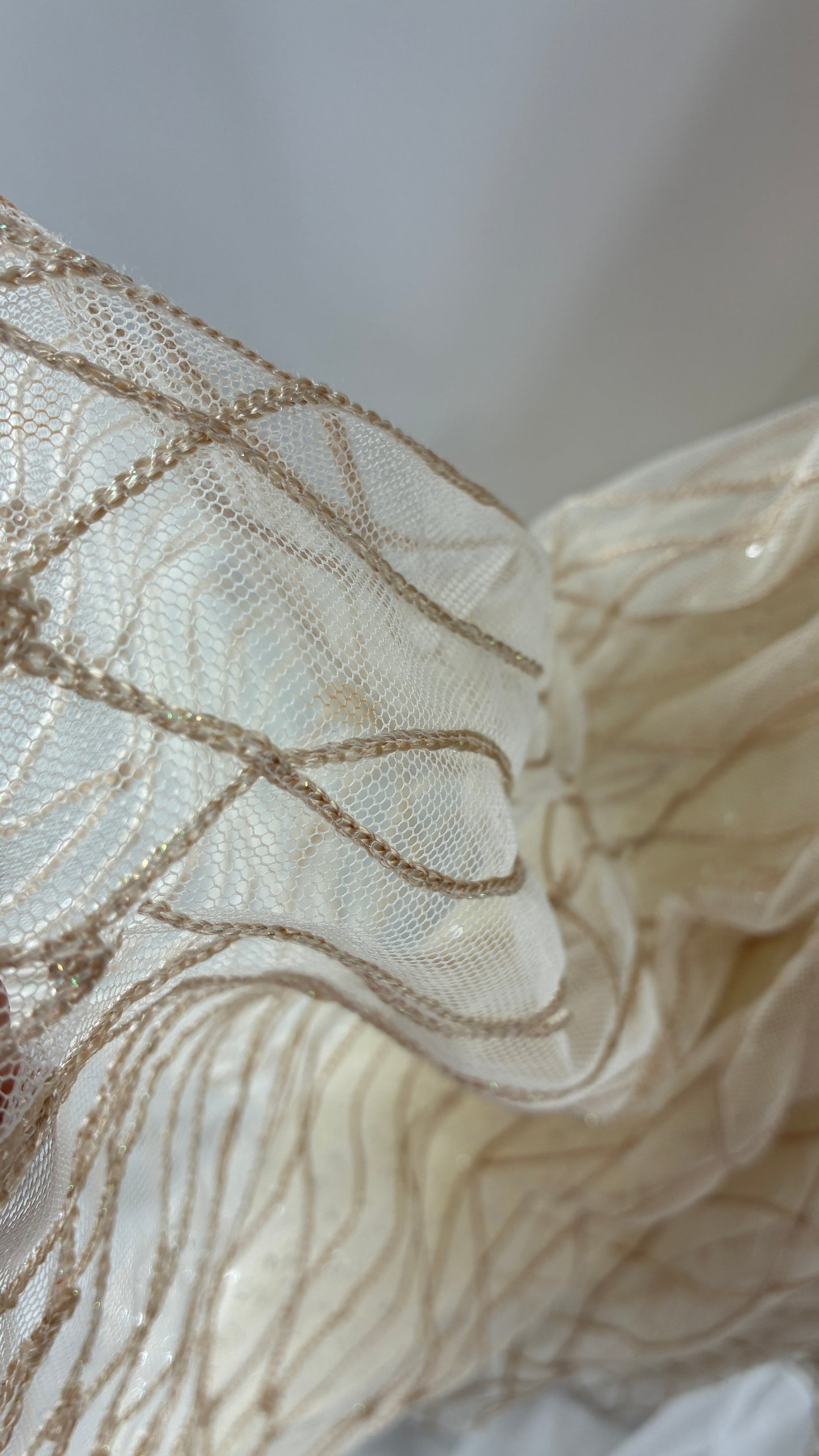 Vintage Victor Costa for Neiman Marcus Strapless Ruched/Pleated Bust Mermaid Gown Covered in Braided Threads and Embroidered Beads (6)