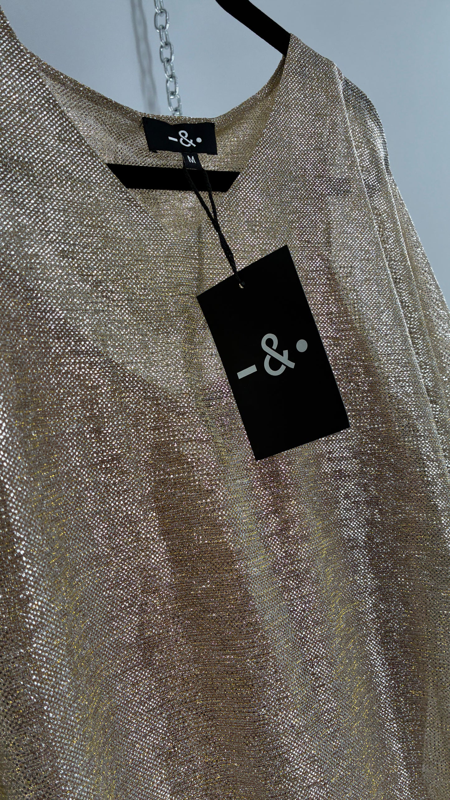 DASH & DOT Gold and Silver Metallic Shimmer Boxy Top with Tags Attached (Medium)