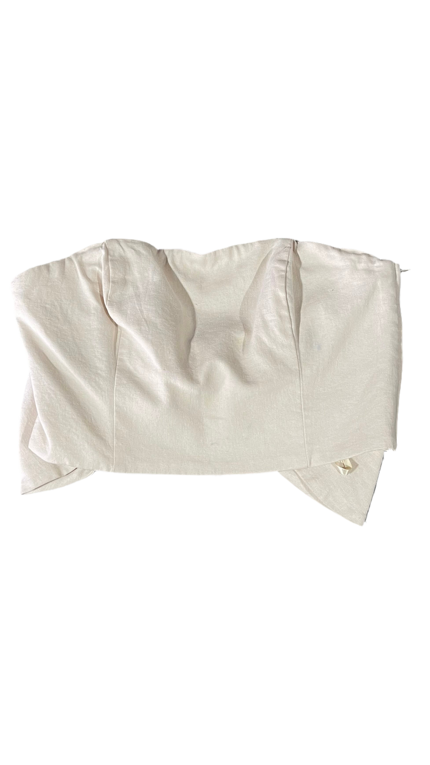 HUTCH Beige Cropped Tube Top with Oversized Back Bow, Rubber Trim Support and Zipper Closure (10)