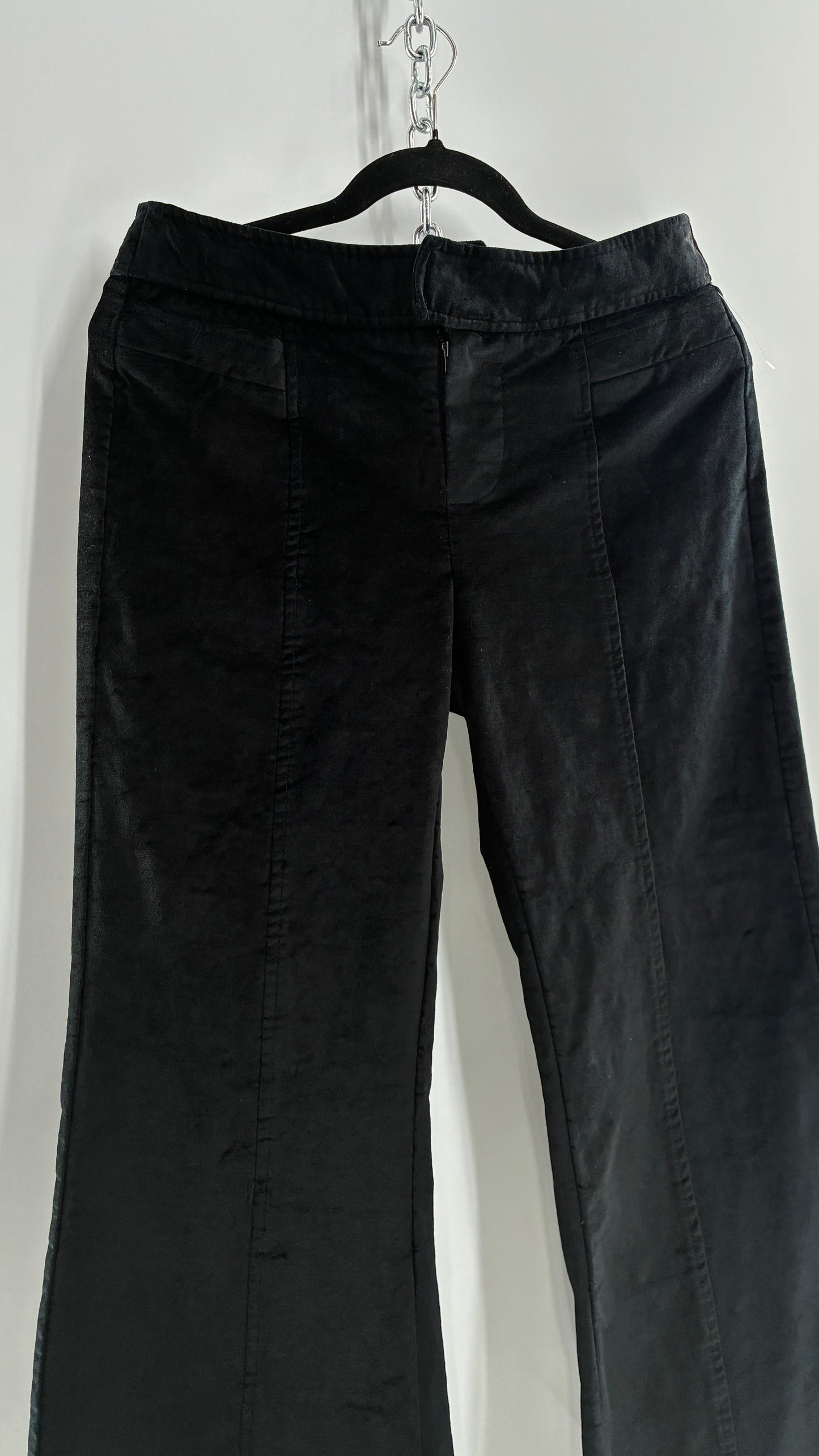 Free people Black Heavy Velour Velvet  Walk with You Kick Flare Hot Pants(6)