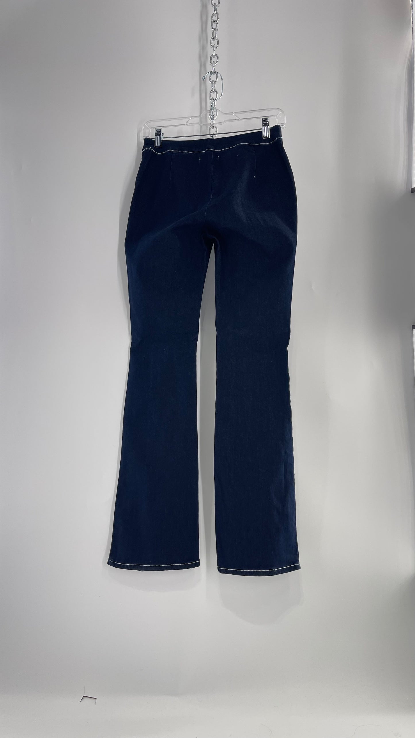 BDG Urban Outfitters Low Rise Dark Wash Jeans/Denim Kick Flares with White Contrast Stitch (26)