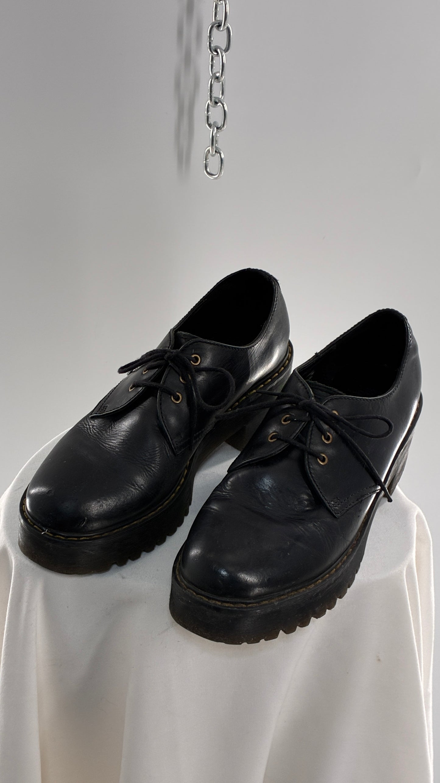 Vintage Doctor Martens Black Leather, Platform, Chunky Oxfords (9)
