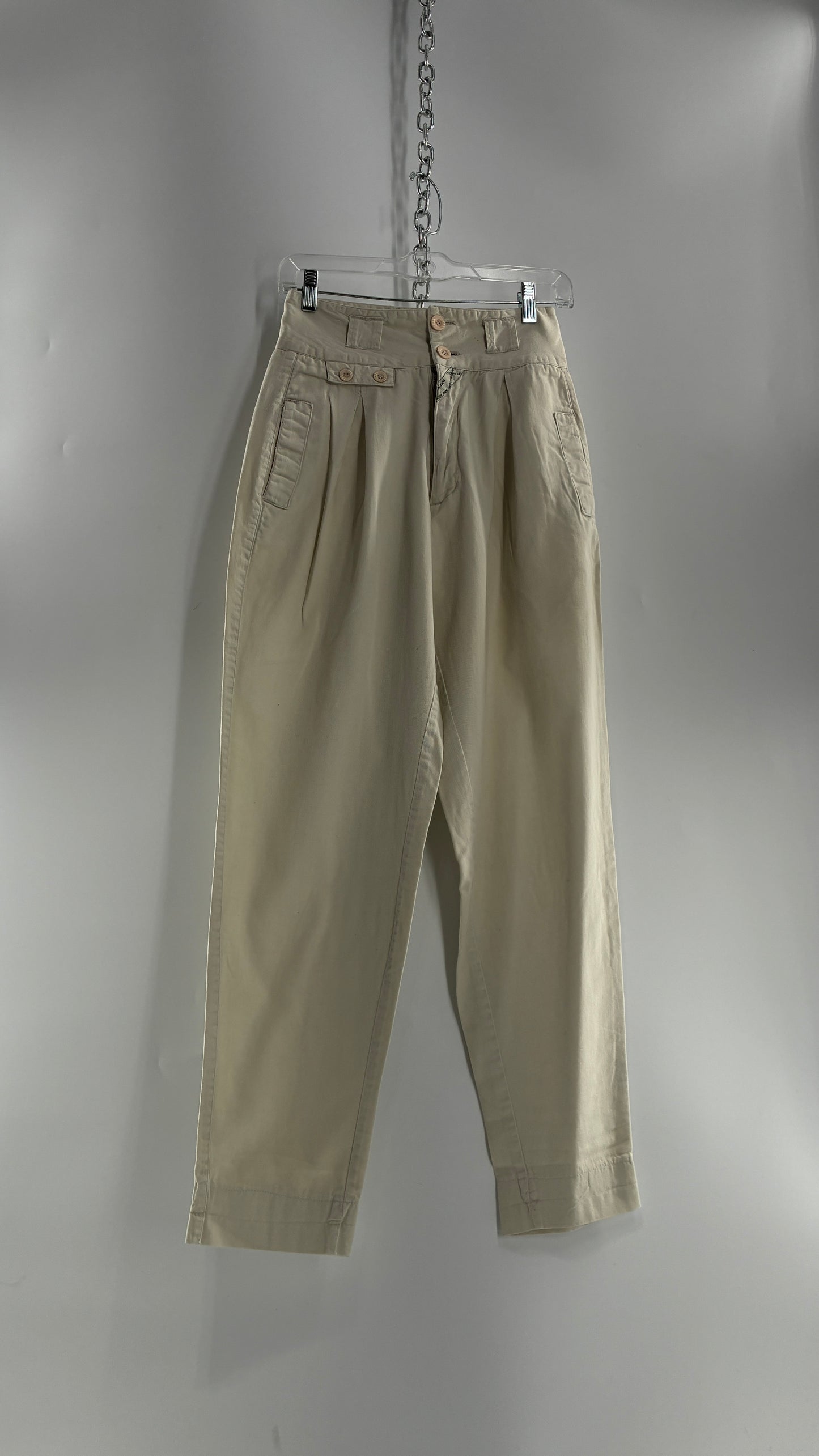 Vintage 1980s JORDACHE Off White High Waisted Pleated Waist Trouser Pant (9/10)