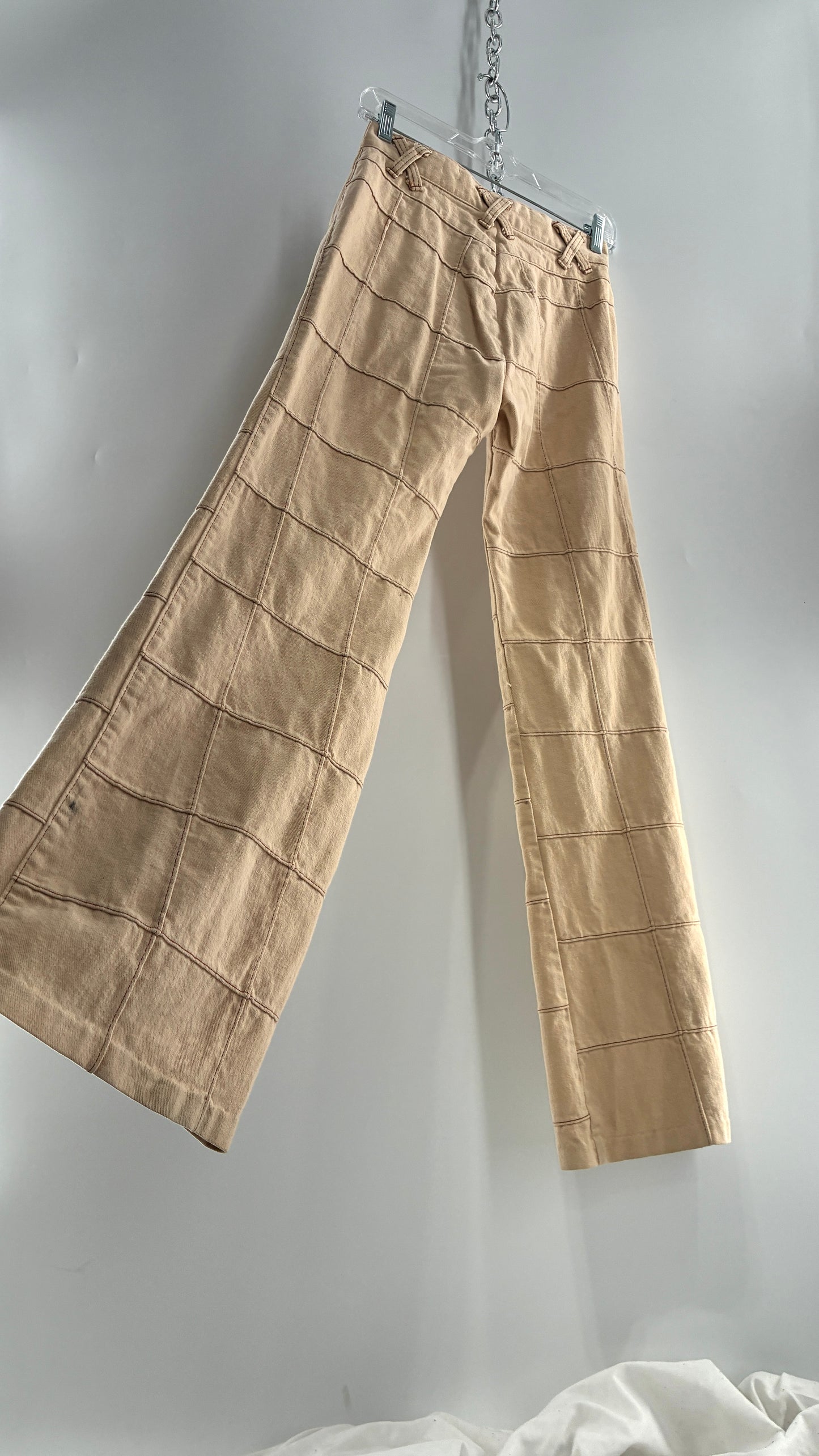 Vintage Tan Patchwork Flare with “X” Belt Loops (XS/S)