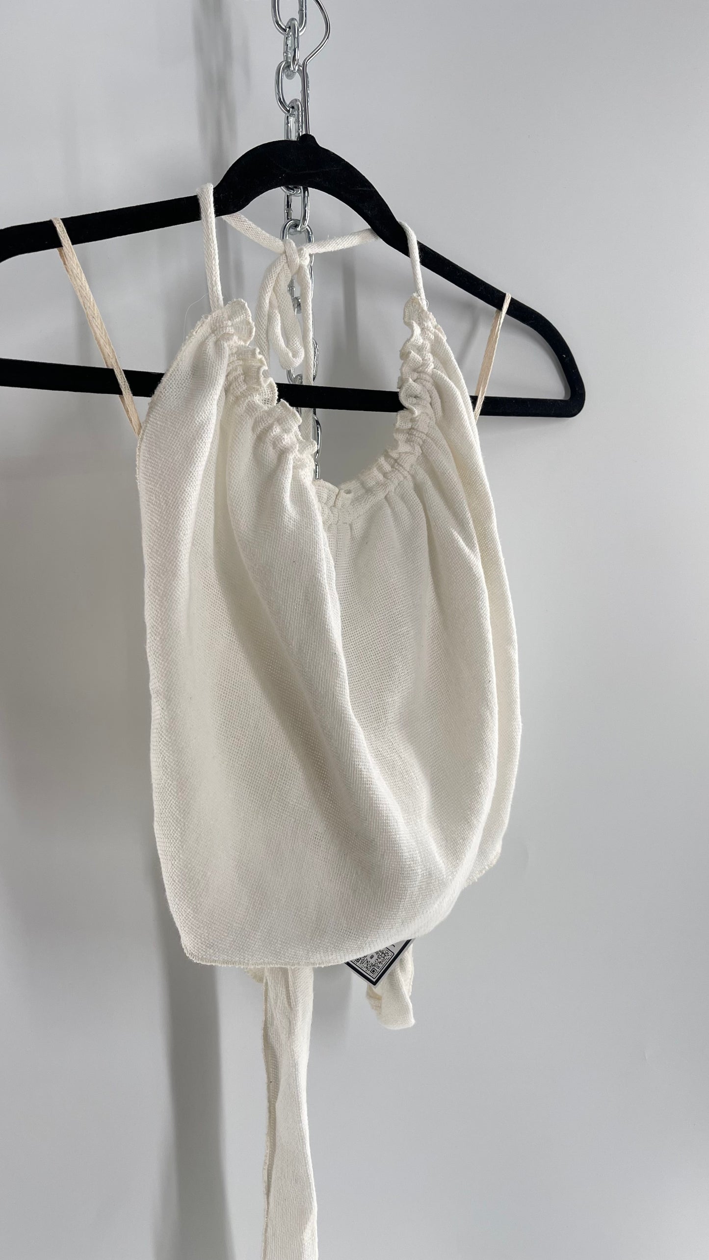 Free People White 100% Cotton Backless Halter (XS)