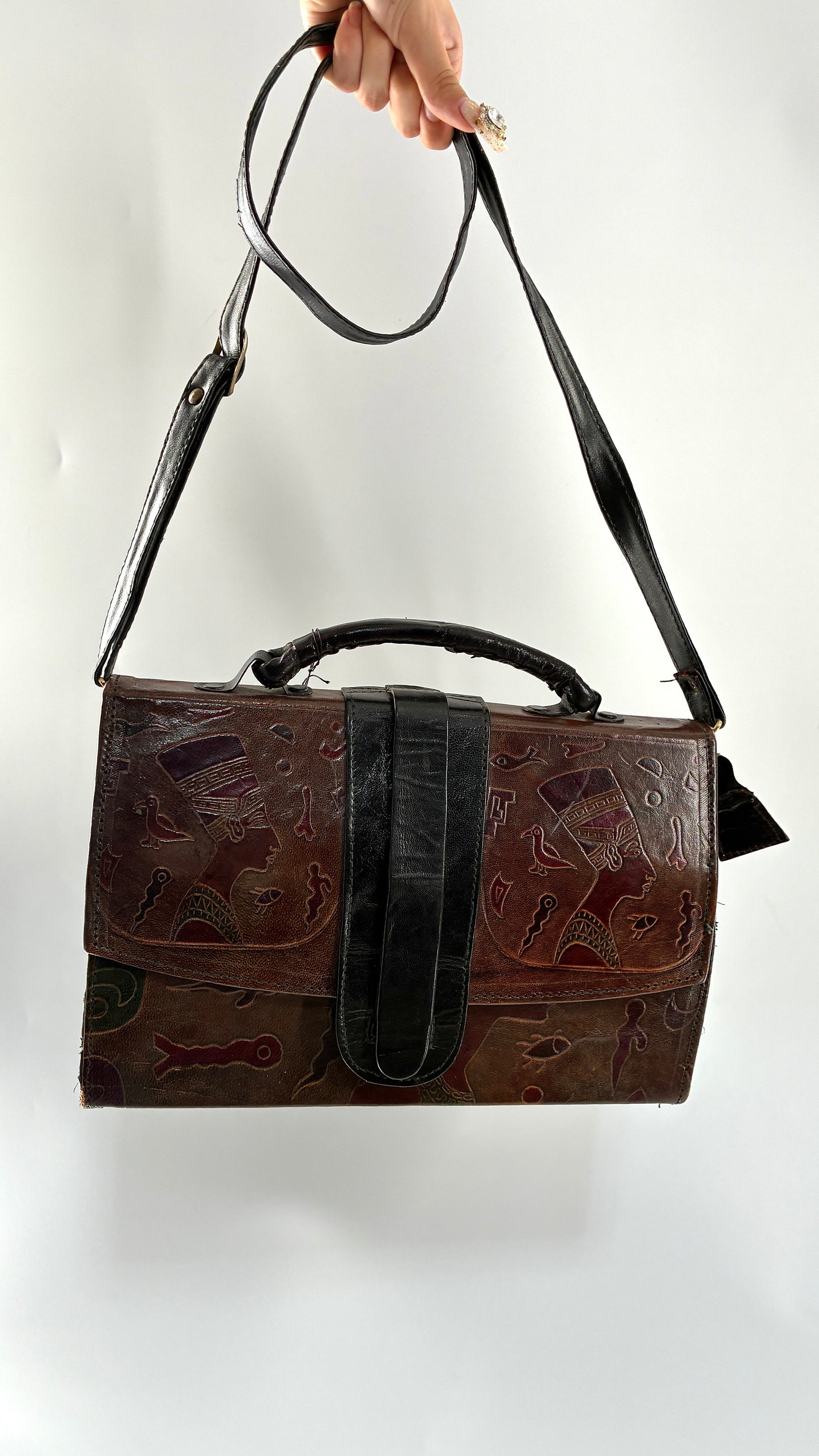 Deadstock Vintage African Leather Engraved Cross Body