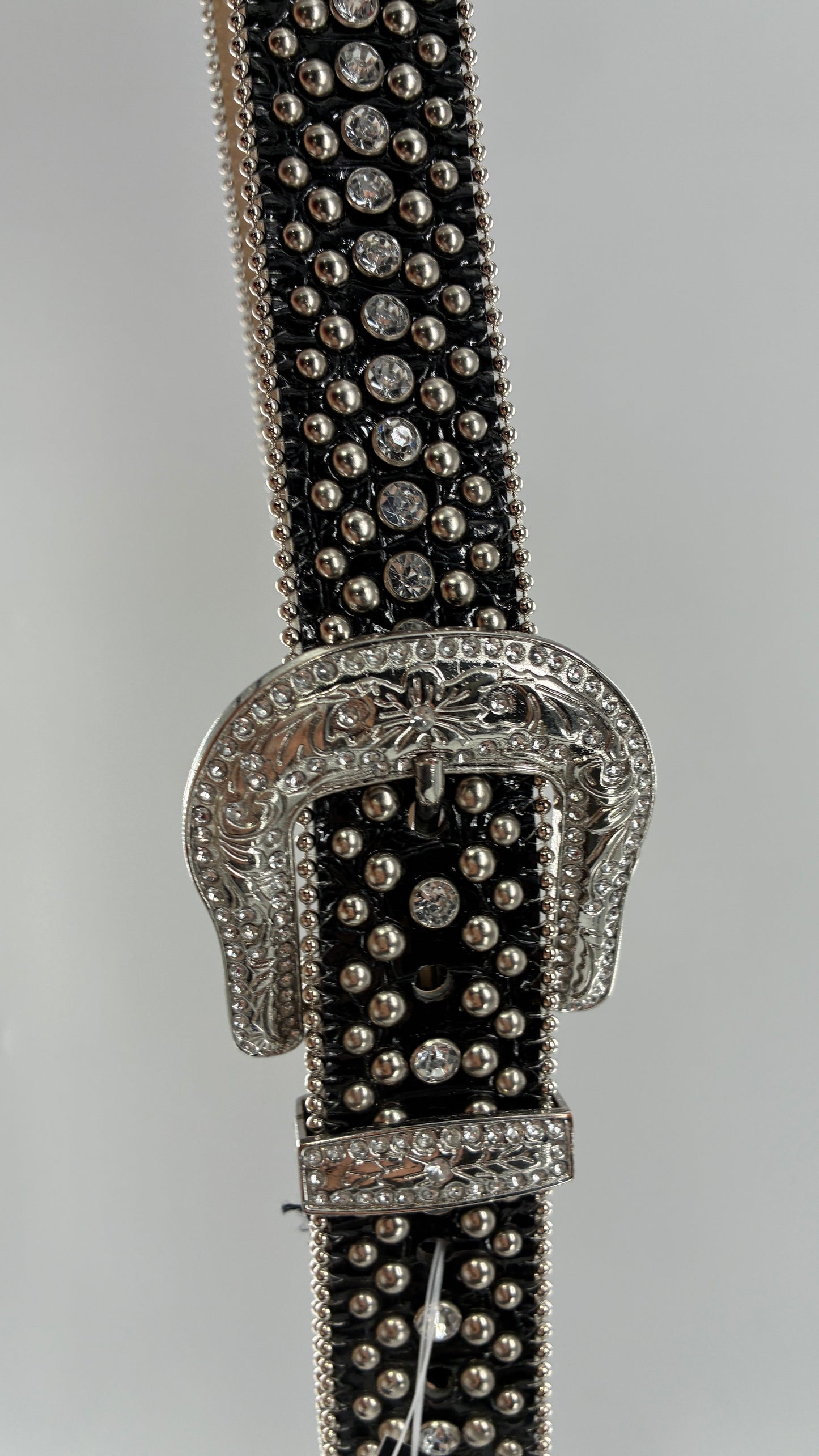 Vintage GUESS Black Rhinestone Studded Belt (Large)