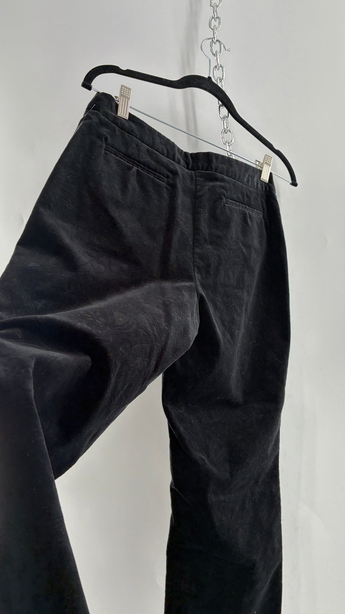 Deadstock Vintage 2000s Lilly Pulitzer Black Velvet Embossed Floral, Side Closure Pants (4)