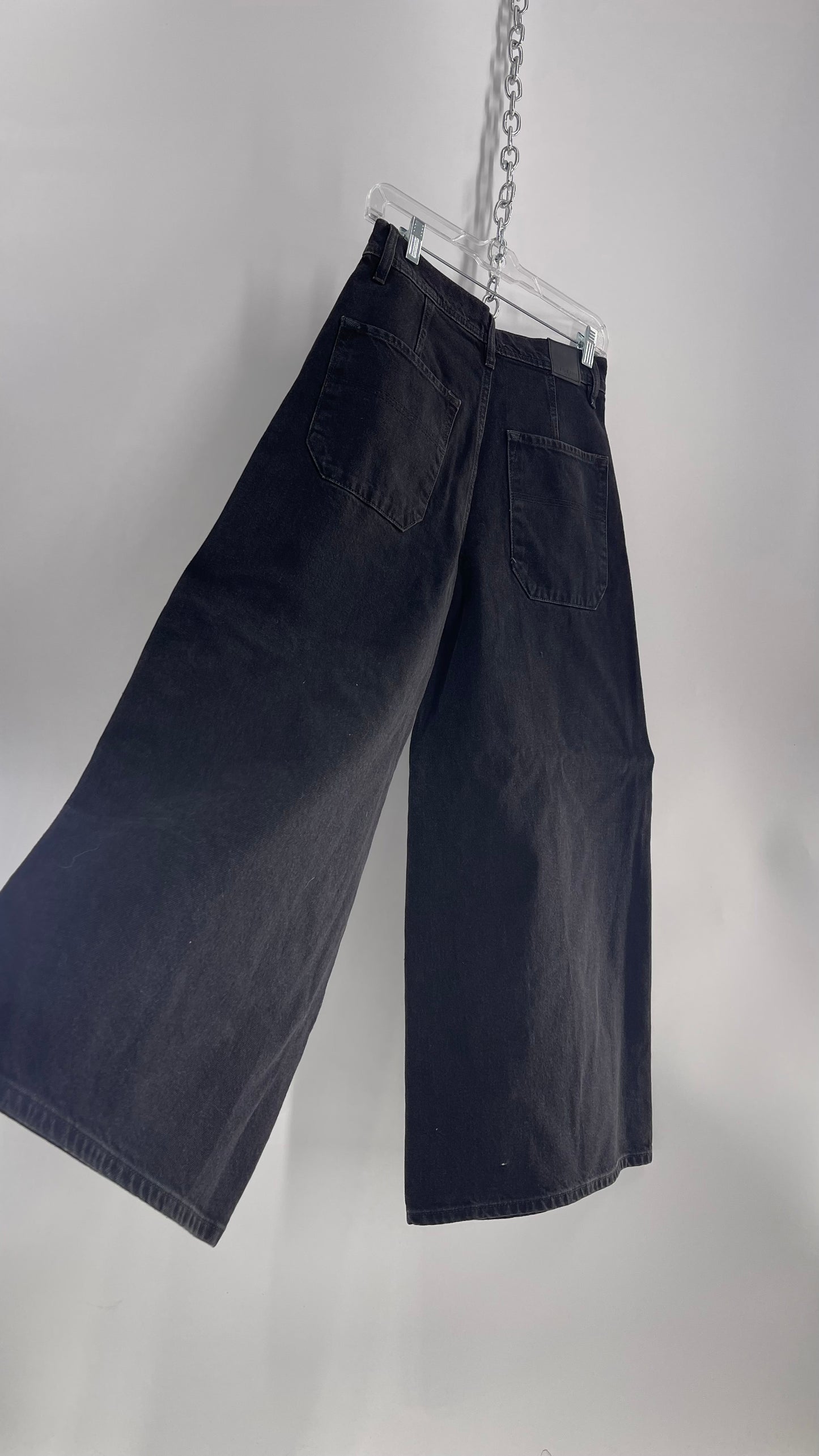 Free People Black Button Up Exaggerated Wide Leg Jeans (27)