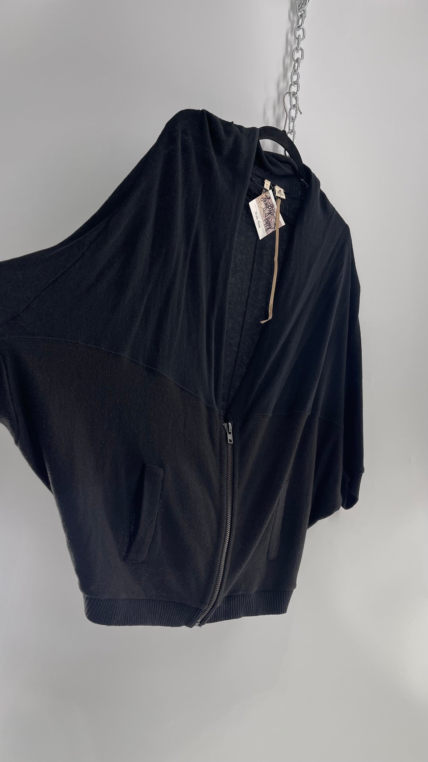 Moth Black Baggy Zip Up Hoodie (Small)