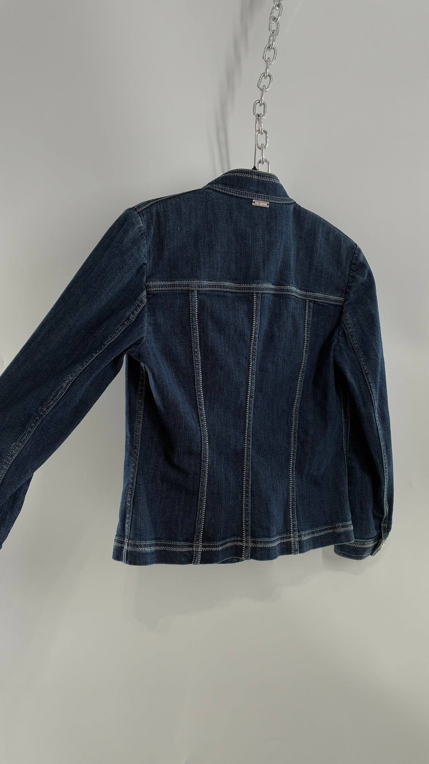Vintage ST JOHN SPORT Medium Wash Denim Zip Up Jacket (Small)