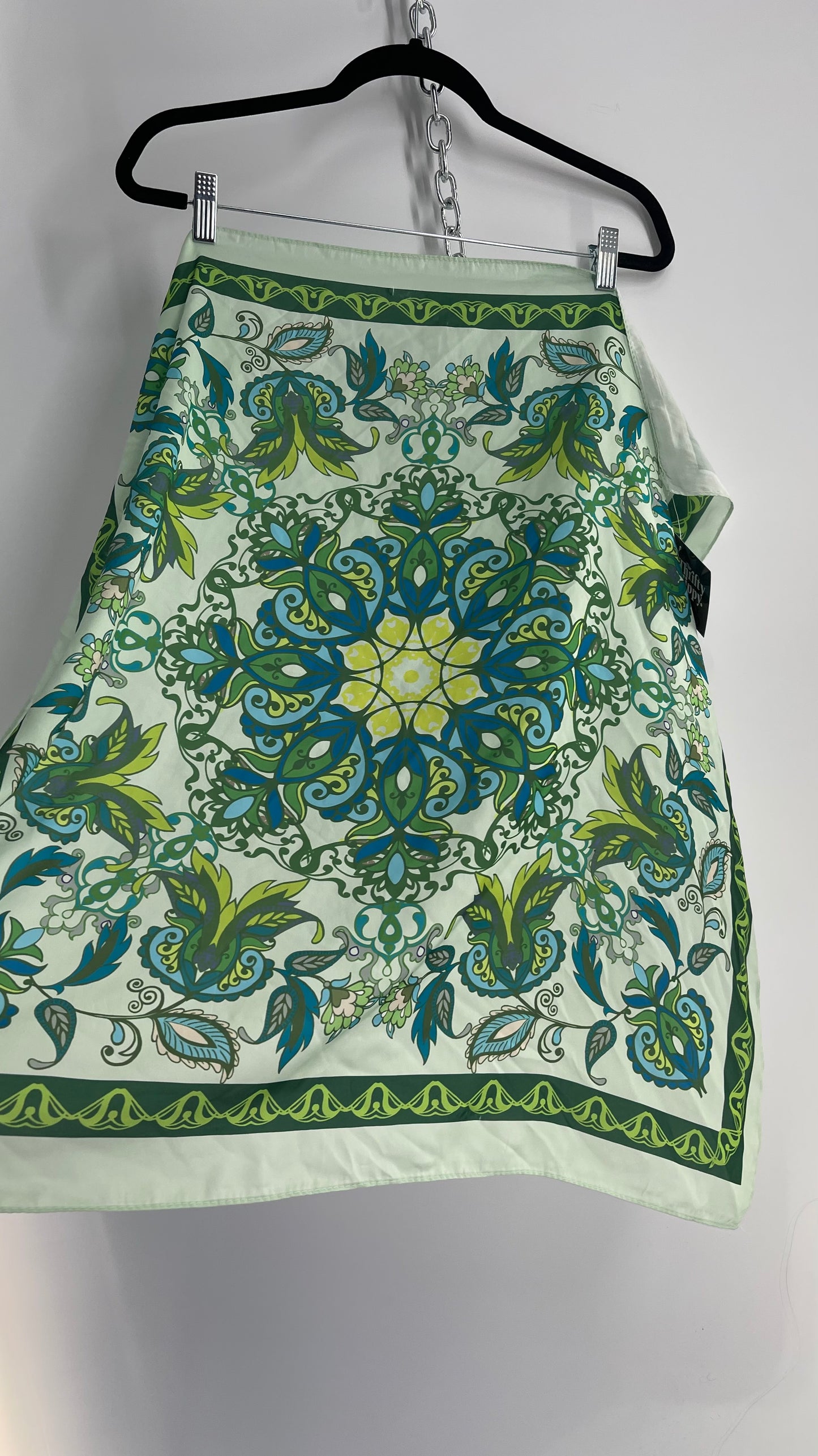 Vintage 70s Style Green Psychedelic Mandala Scarf