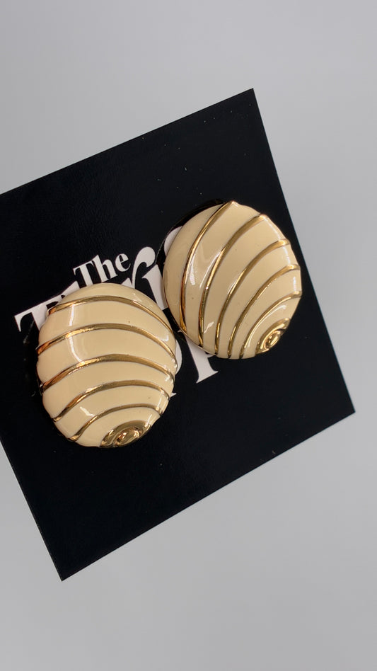 Vintage Cream and Gold Earrings