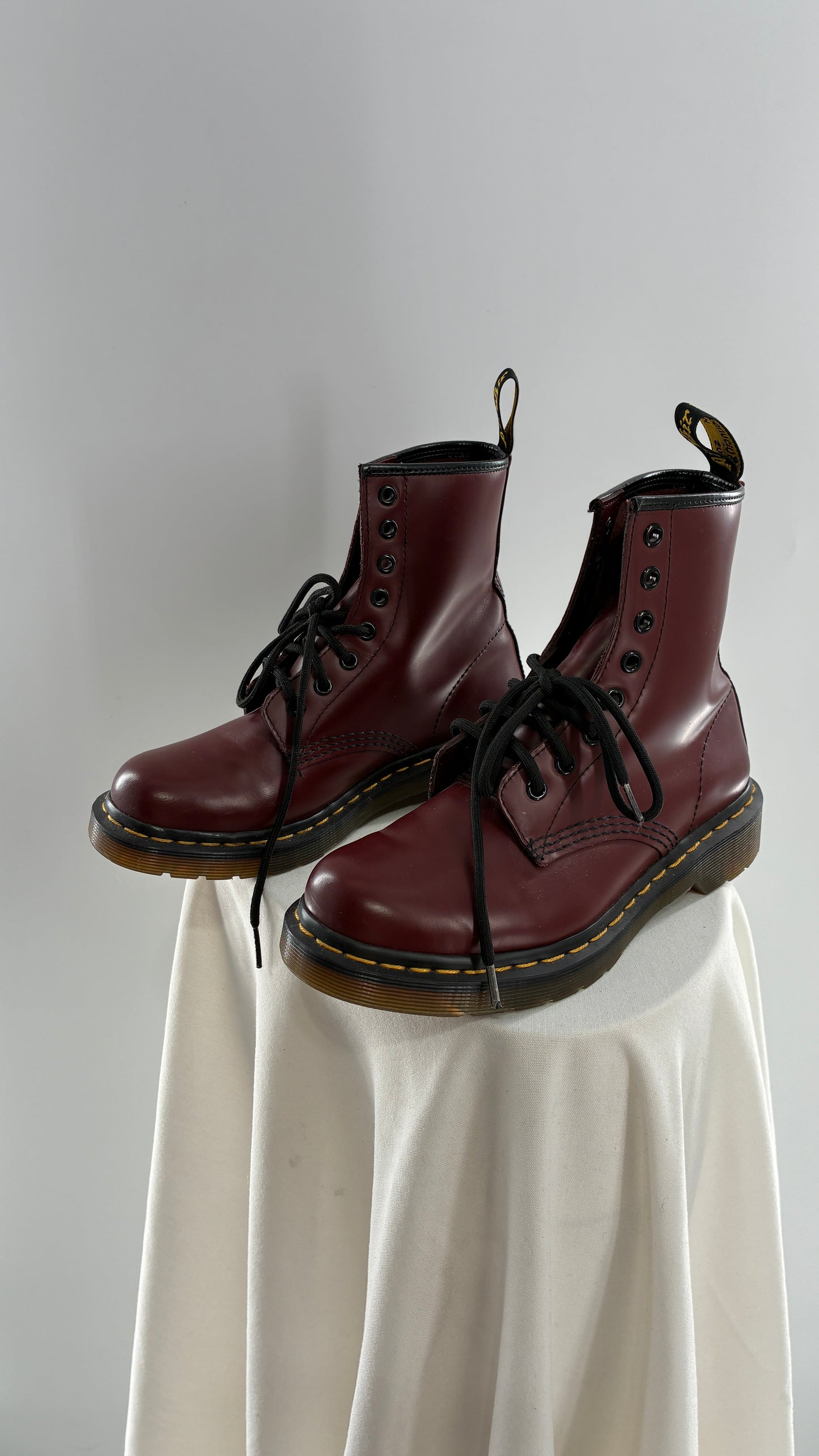 Vintage Dr. Martens Burgundy Maroon Combat Boots (6L)