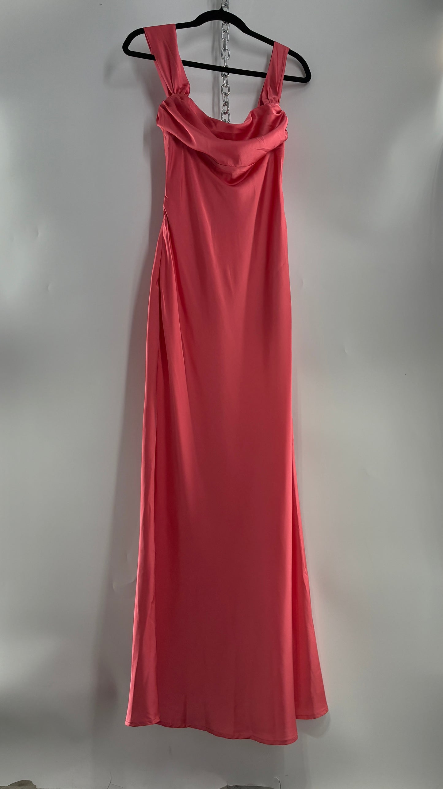 BEGINNINGS Coral Pink Gown with Draped Bust and Tags Attached  (6)