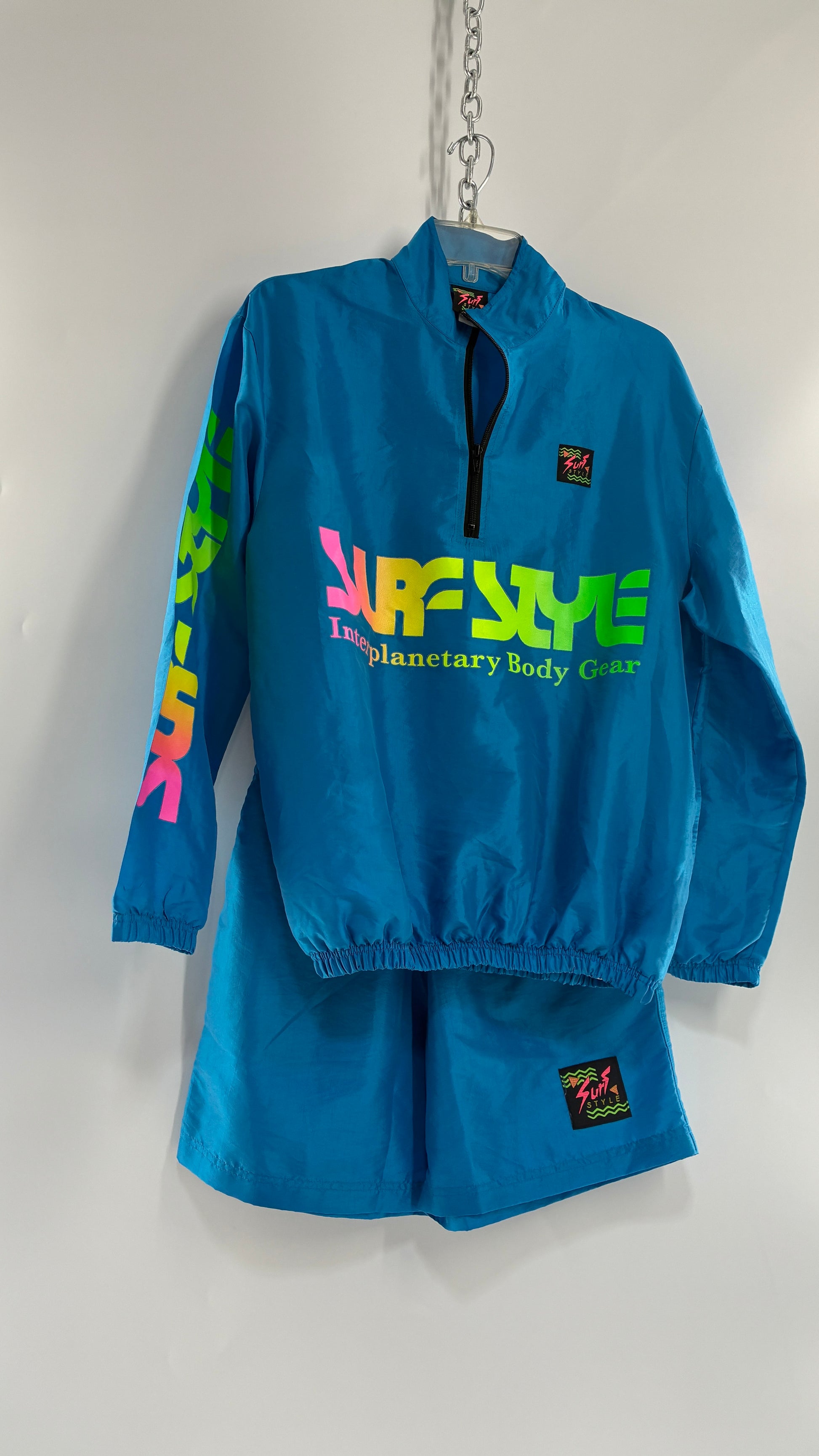 80s running gear Vintage 1980s SURF STYLE Unisex Blue Track Workout Set with Windbreake – The Thrifty Hippy