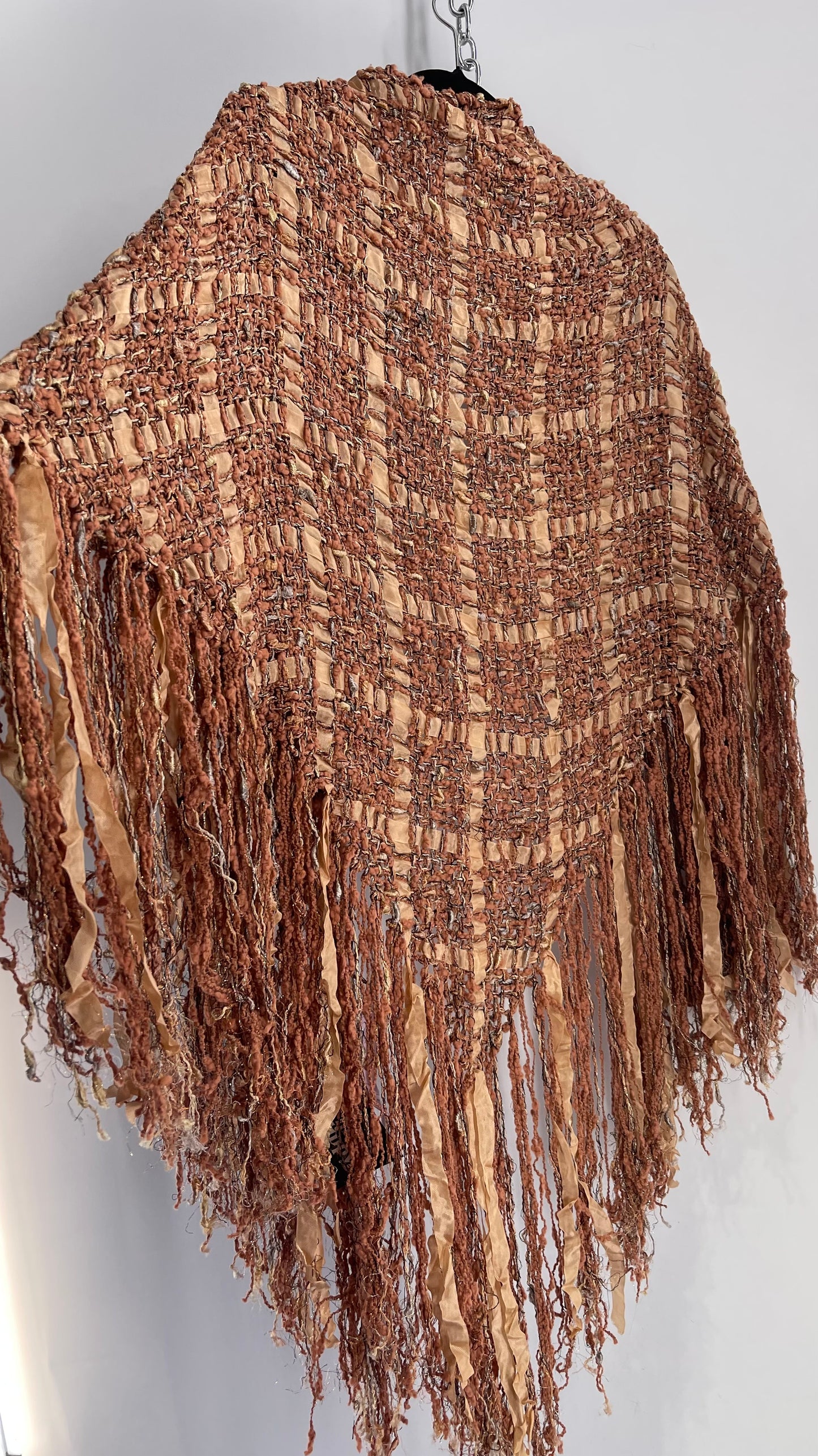 Vintage Fringed Scarf/Cape Benefits Hand Woven by Bob Gibson and Jon Fivecoat (One Size)