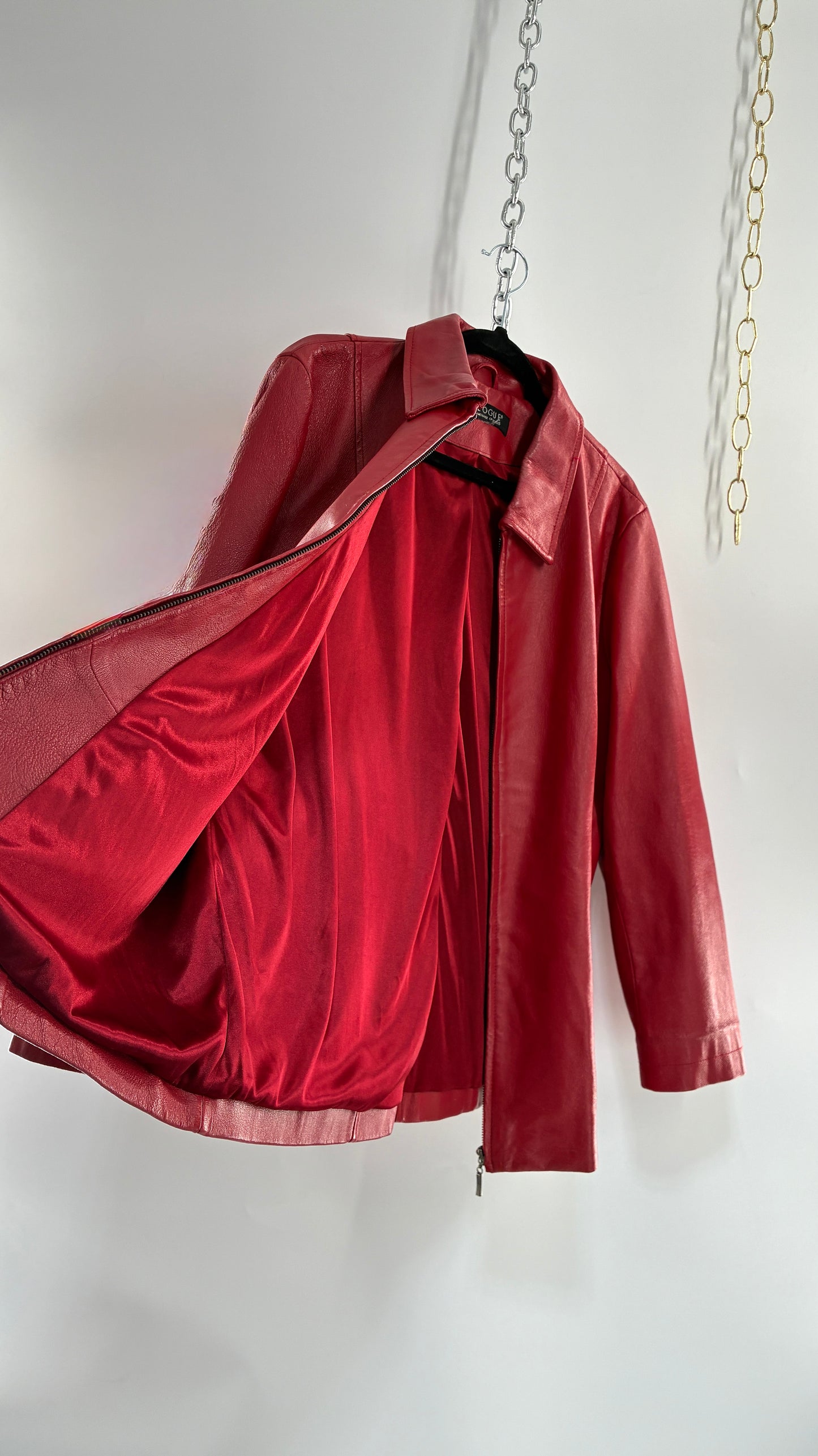 Vintage DIALOGUE Red Genuine Leather Jacket (XL/XXL)