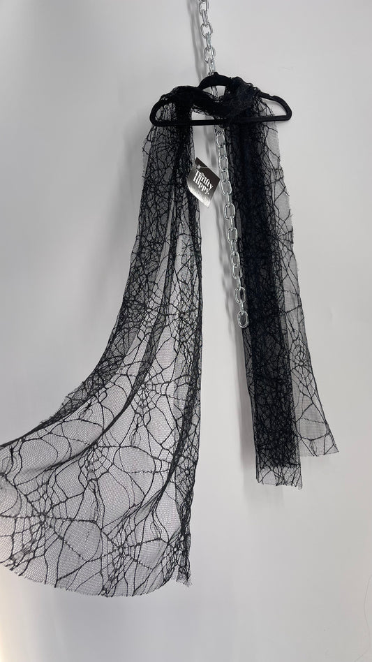 Vintage Black Widow Webbed Lace Scarf