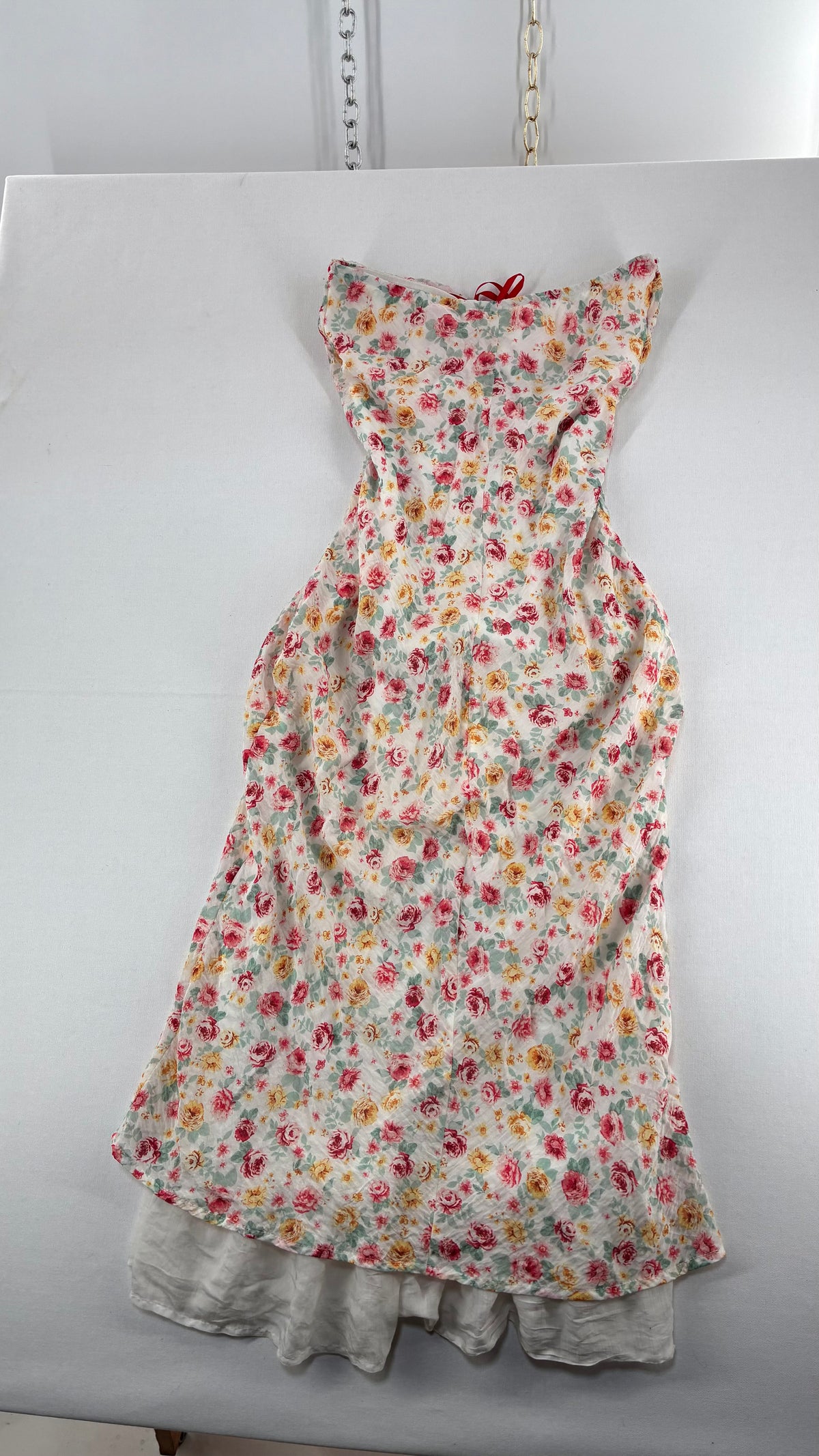 JESSICA SIMPSON Floral Crimped Tube Dress with Ribbon Detail  (Medium)