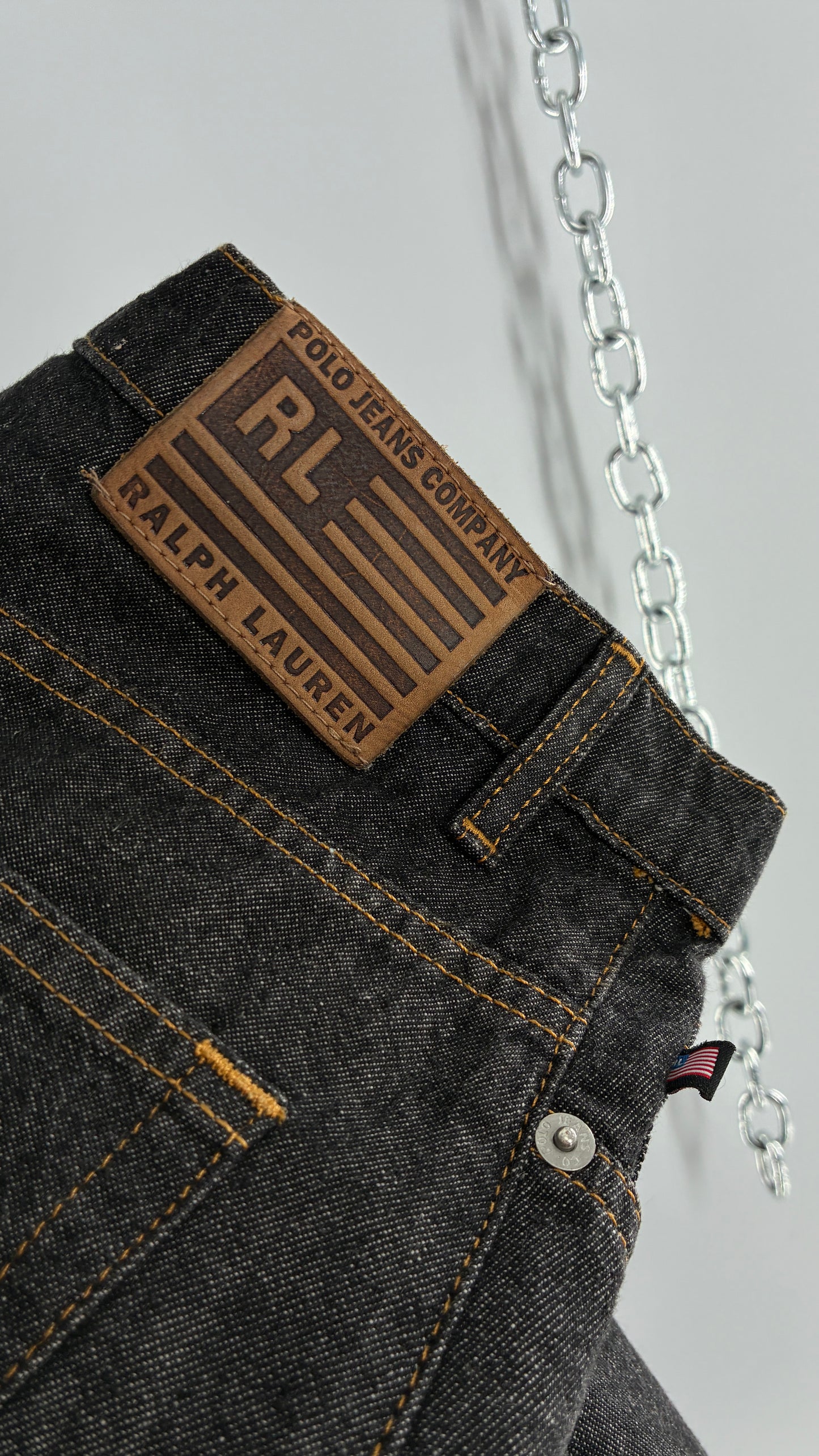 Vintage Ralph Lauren 100% Cotton Dark Wash Denim Full Length Skirt  (6)