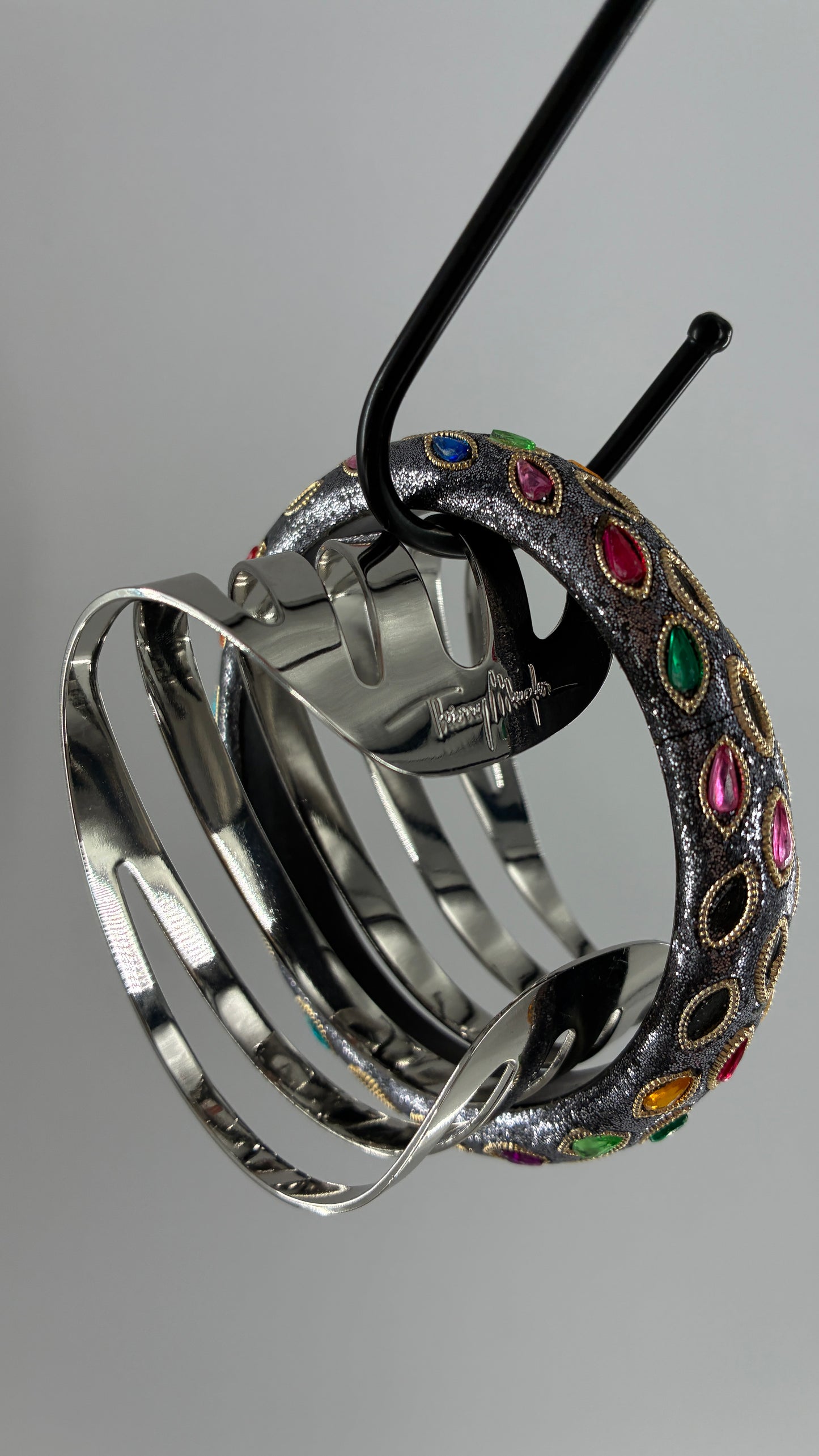Thierry Mugler Cuff and Embellished Bangle Bracelet Set