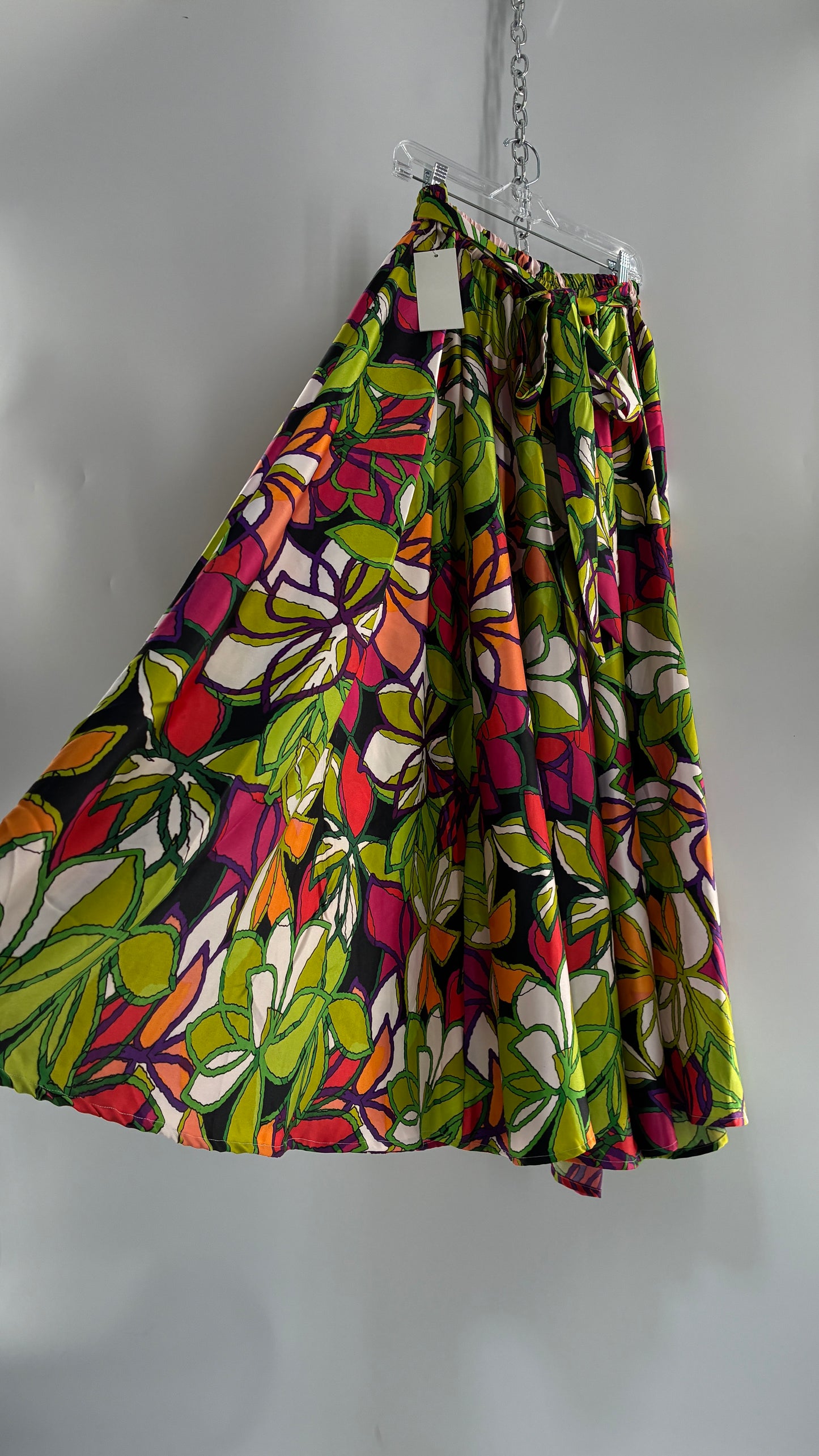 DEJA BLEU Tropical Vibrant Voluminous Maxi Skirt with Tags Attached (Large)