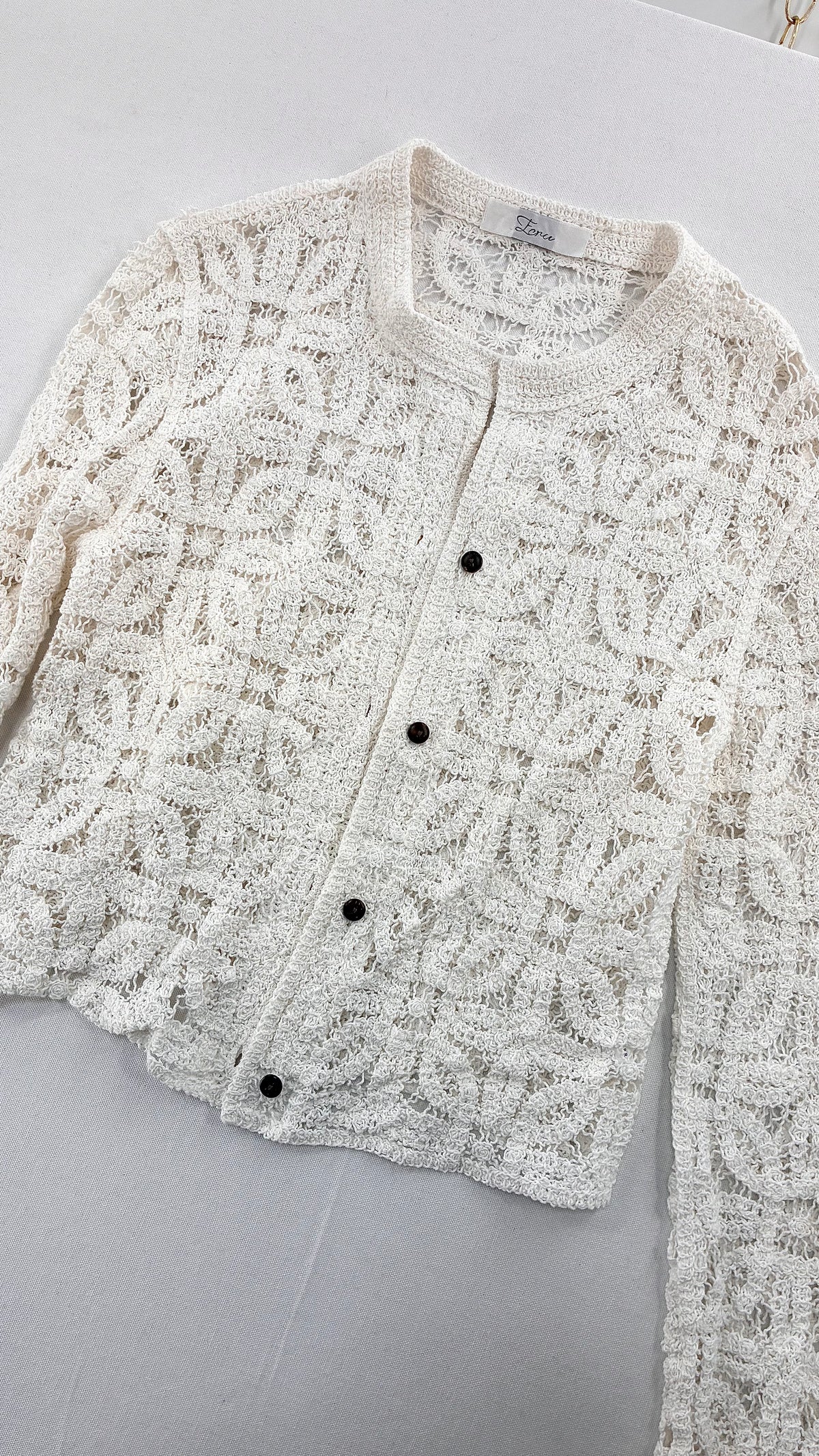 Imported Portuguese 100% Cotton Crochet Cardigan NWOT (Medium)