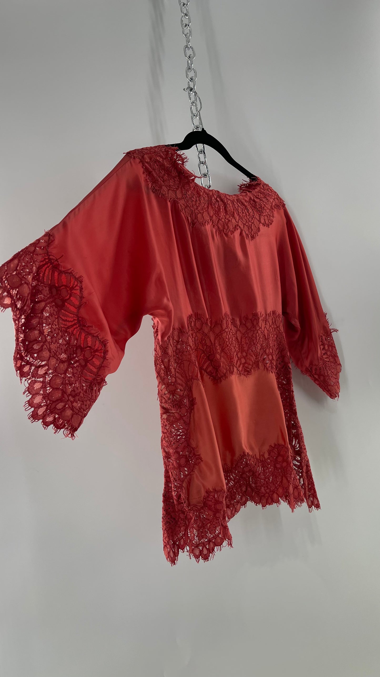 Moulinette Soeurs Vetements Silky Blouse with Thick Scalloped Lace Trim (XS)