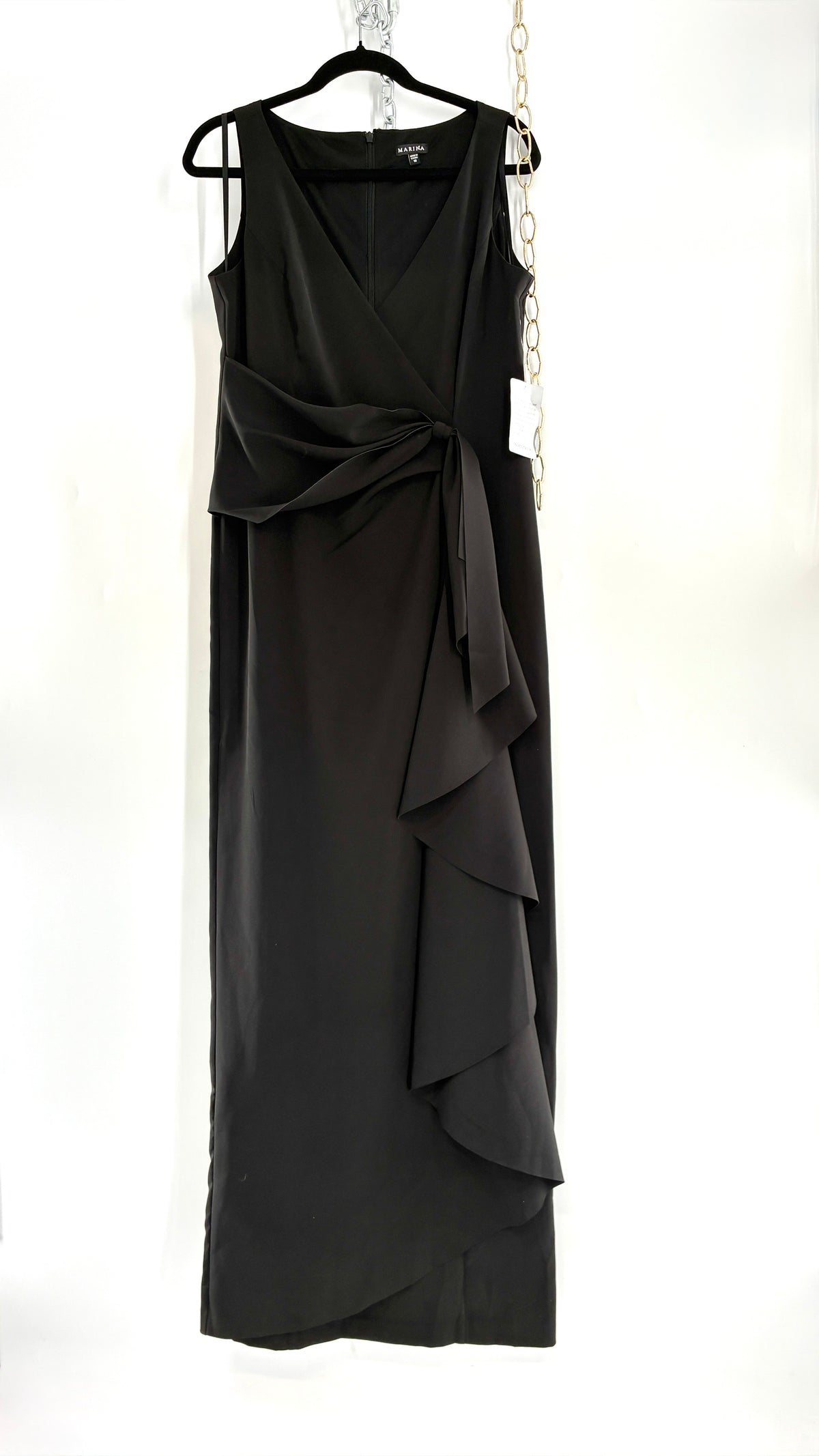 Deadstock Vintage MARINA Black Gown with Draping and Tags Attached (10)