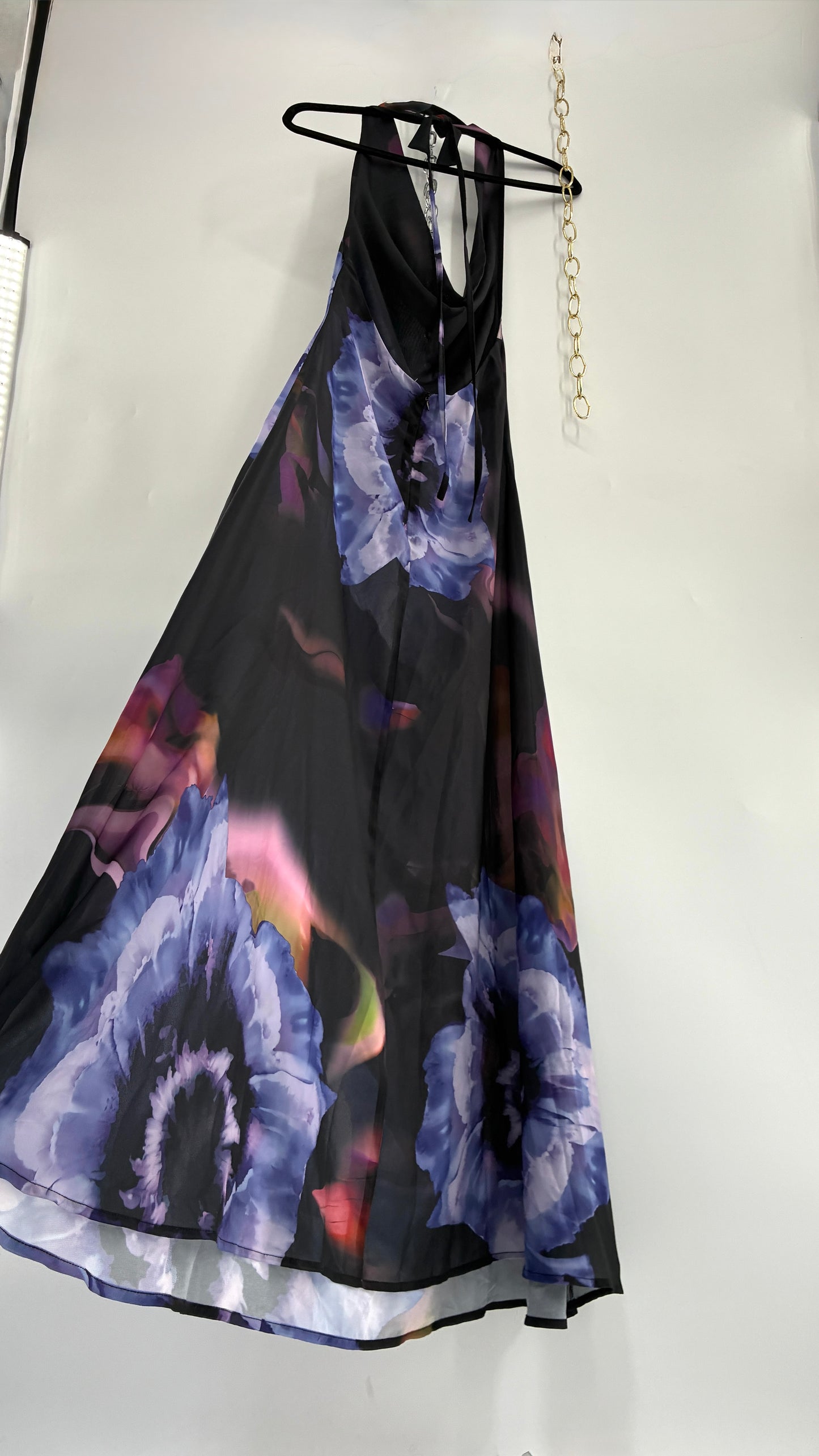 COMMENSE Halter Maxi Dress with Draped, Cowl Neck Design and Tags Attached (Small)