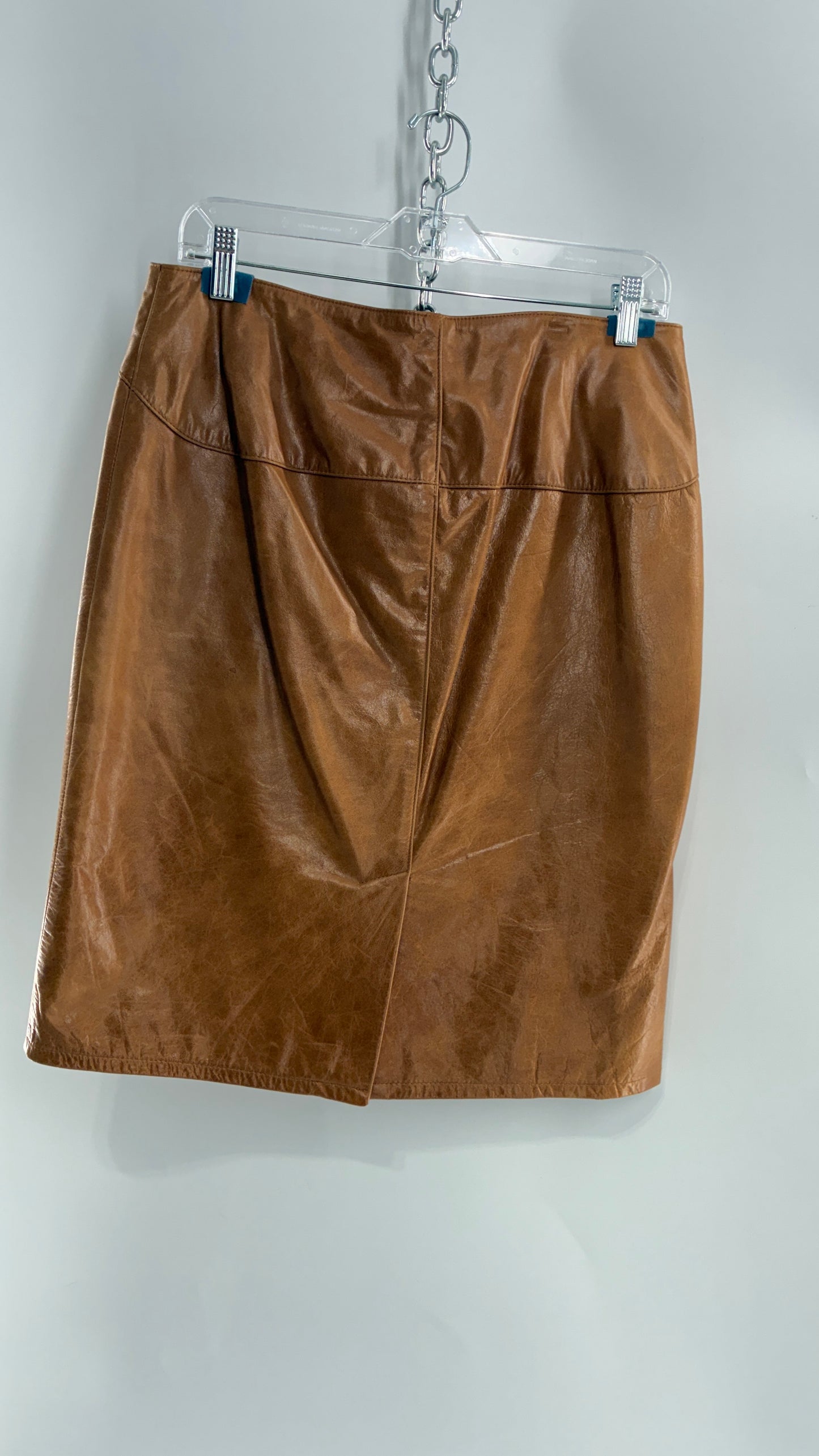 Vintage GAP Camel Leather Hip Skirt with Hip Detail (6)