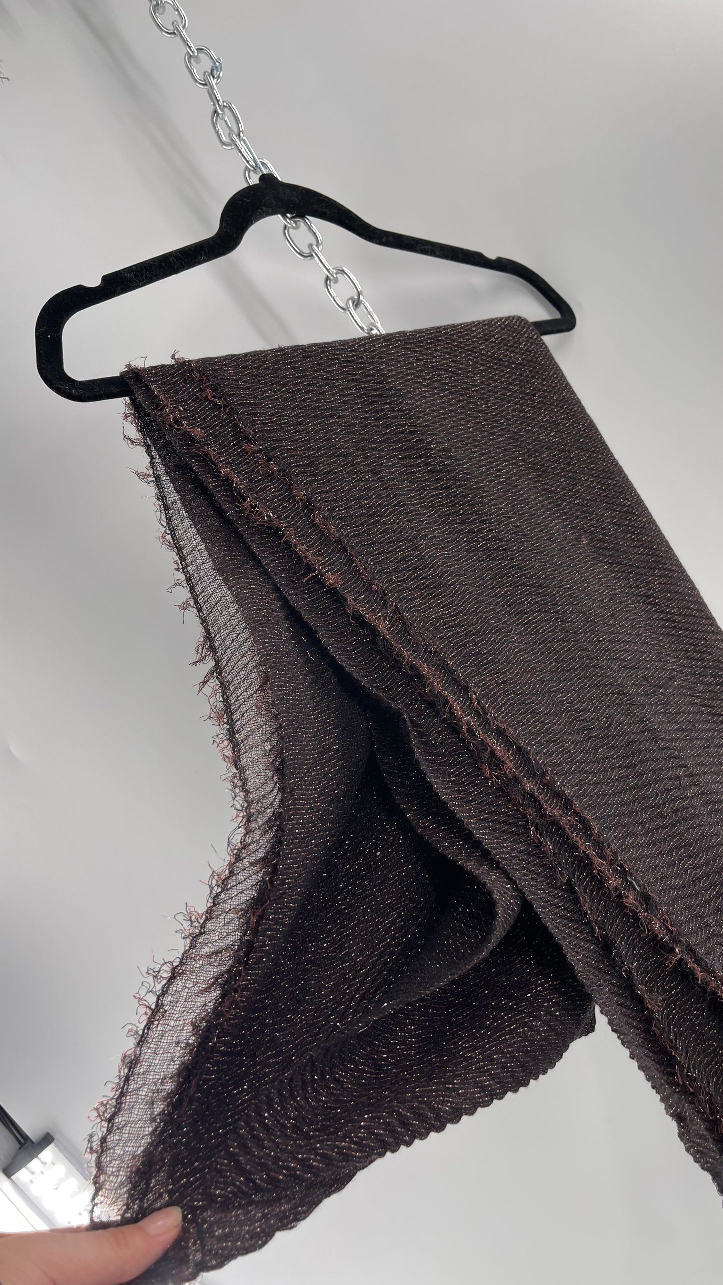 Maurice’s Black Thin Knit Voluminous Scarf with Bronze Woven Tinsel