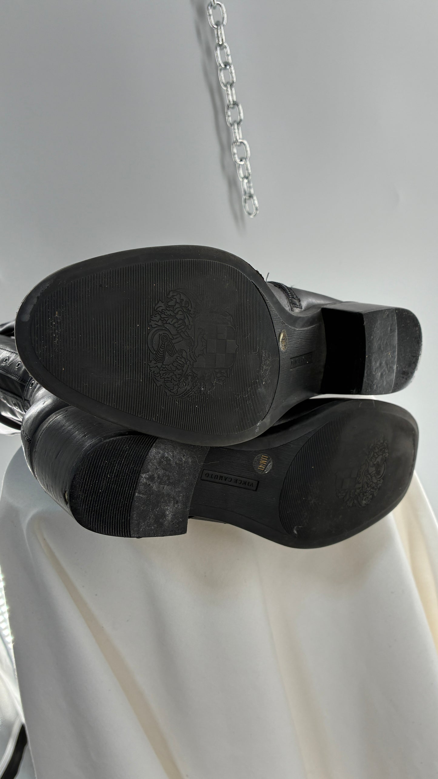 VINCE CAMUTO Genuine Leather Black Over the Knee, Thigh High Boots with Studding Details (11/41)