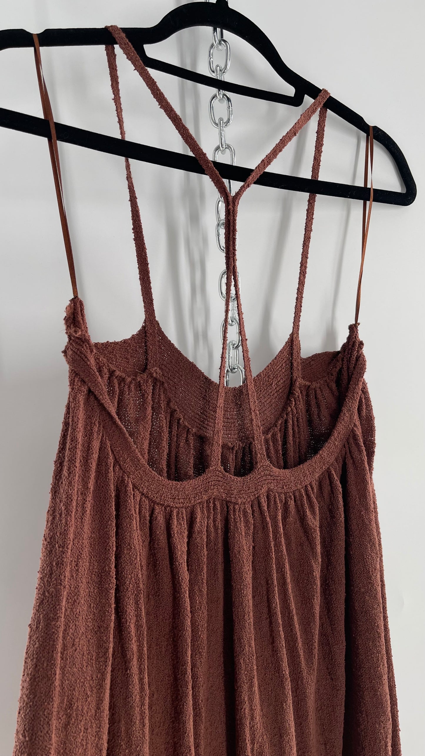 Free People Under the Stars Textured Brown Heavy Knit Maxi Dress  (Medium)